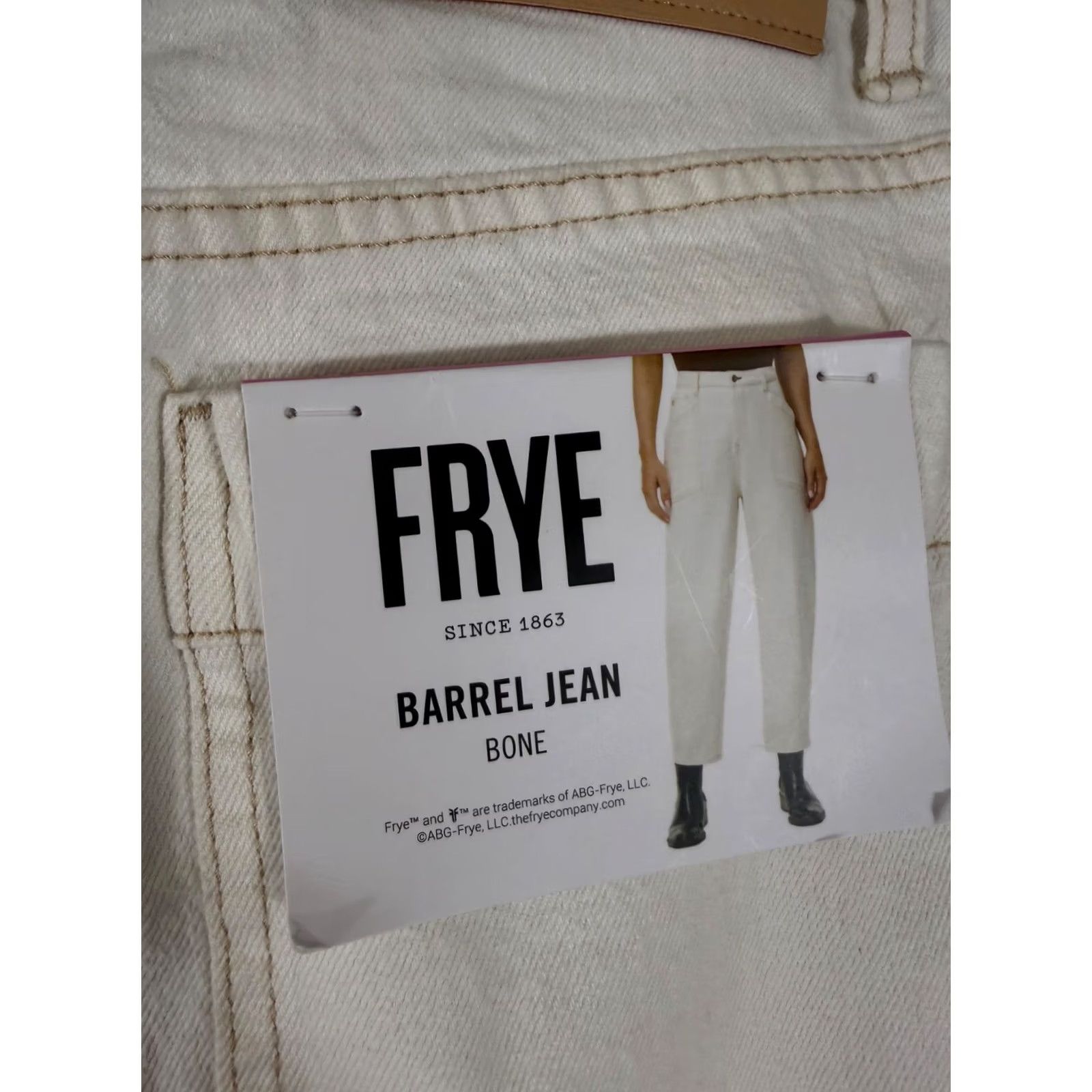Frye Frye Barrel Ankle Jeans Womens 6 Bone Ivory Denim Button Fly Stretch Tapered Leg NWT Size 28" / US 6 / IT 42 - 7 Thumbnail