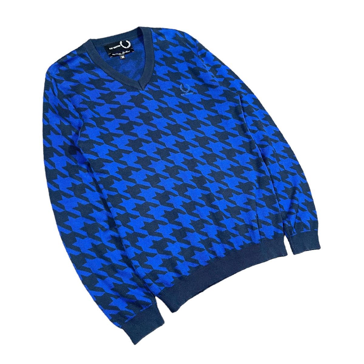 Raf Simons Raf Simons Fred Perry Houndstooth V Neck Sweater Size US S / EU 44-46 / 1 - 2 Thumbnail