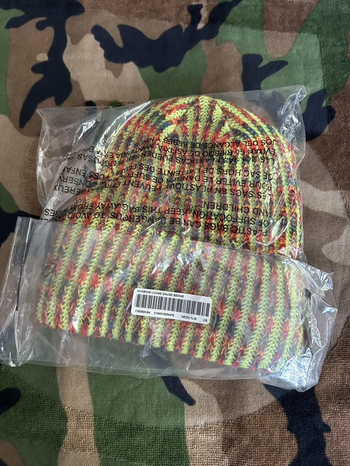 Supreme Supreme Rainbow Loose Gauge Beanie Neon Yellow FW25 Size ONE SIZE - 4 Thumbnail