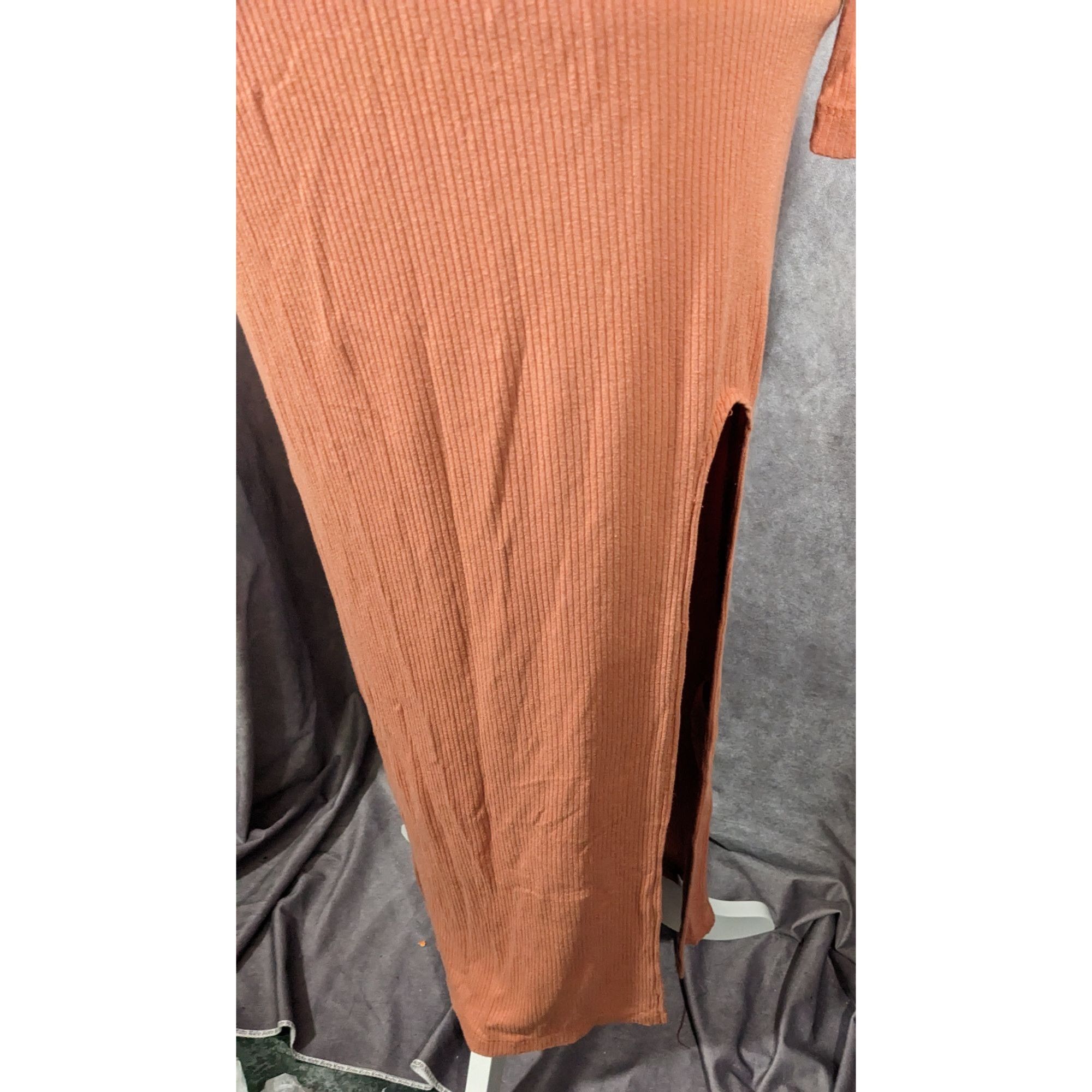 Asos Asos Preppy Muted Orange Ribbed Deep V Neck Side Slit Maxi D Size M / US 6-8 / IT 42-44 - 8 Thumbnail