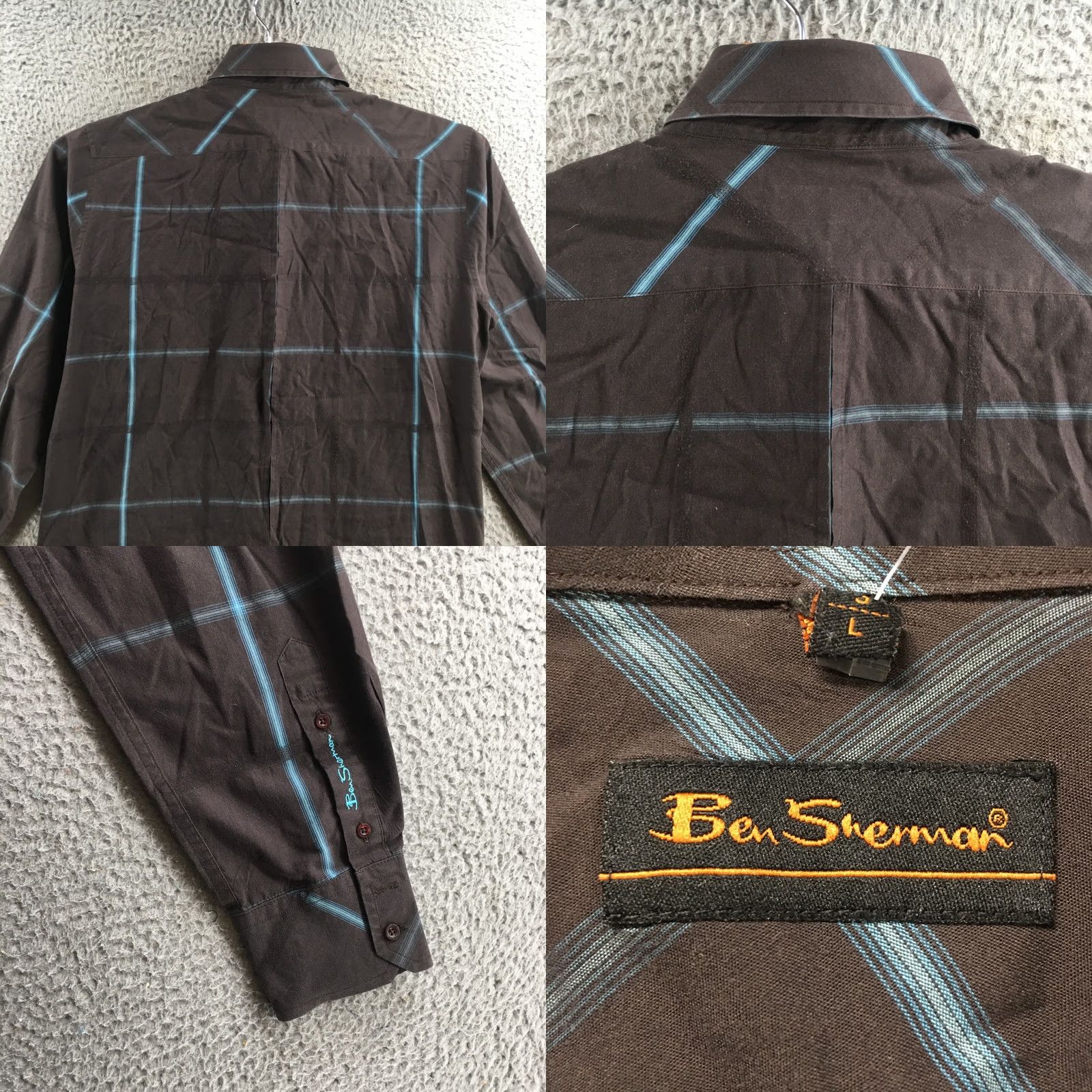 Ben Sherman Ben Sherman Shirt Mens L Regular Fit Plaid Button-Down Long Sleeves Brown Blue Size US L / EU 52-54 / 3 - 8 Thumbnail