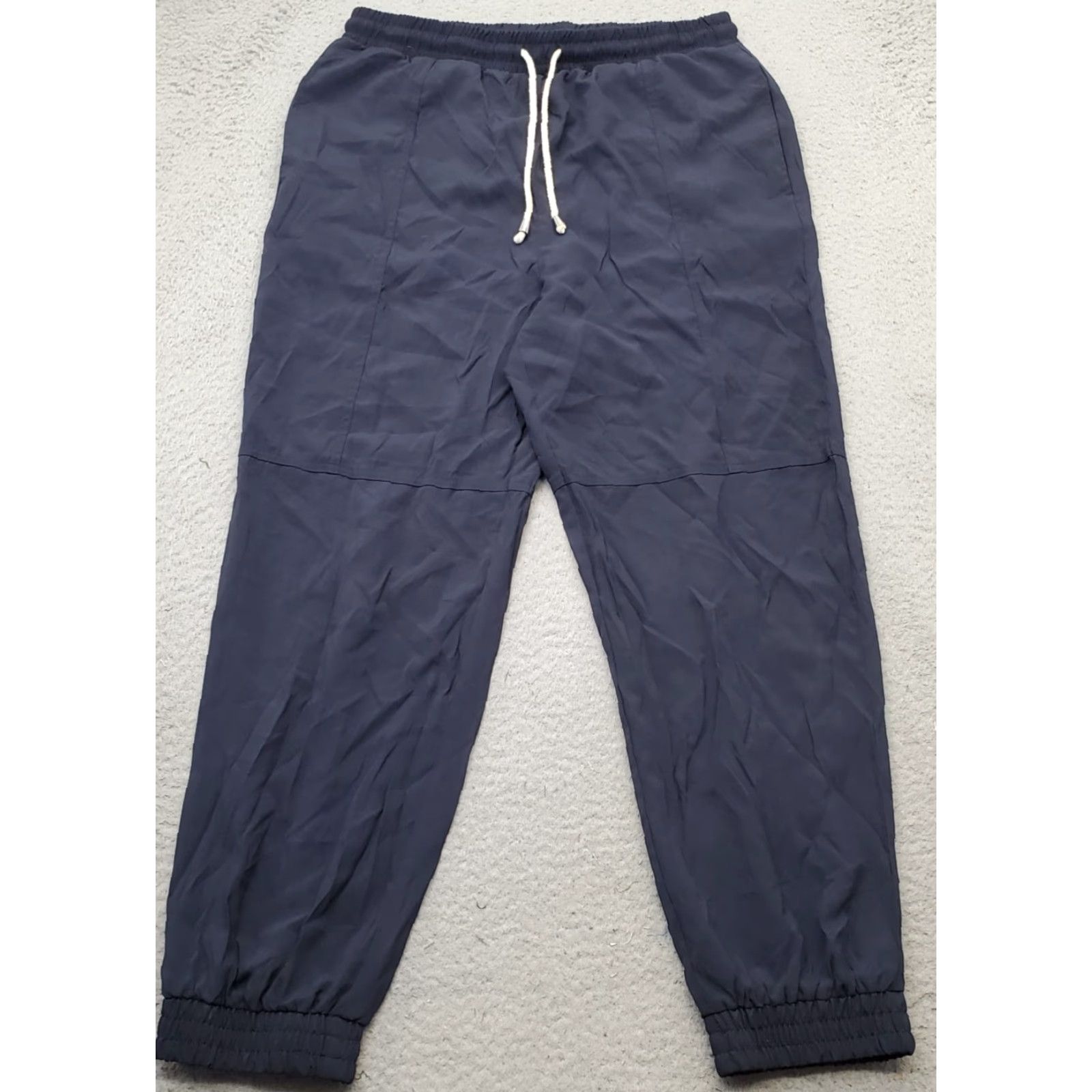 Zara Zara Jogger Pants Womens L Navy Elastic Waist Drawstring Tapered Leg Casual Size 36" / US 14 / IT 50 - 2 Thumbnail