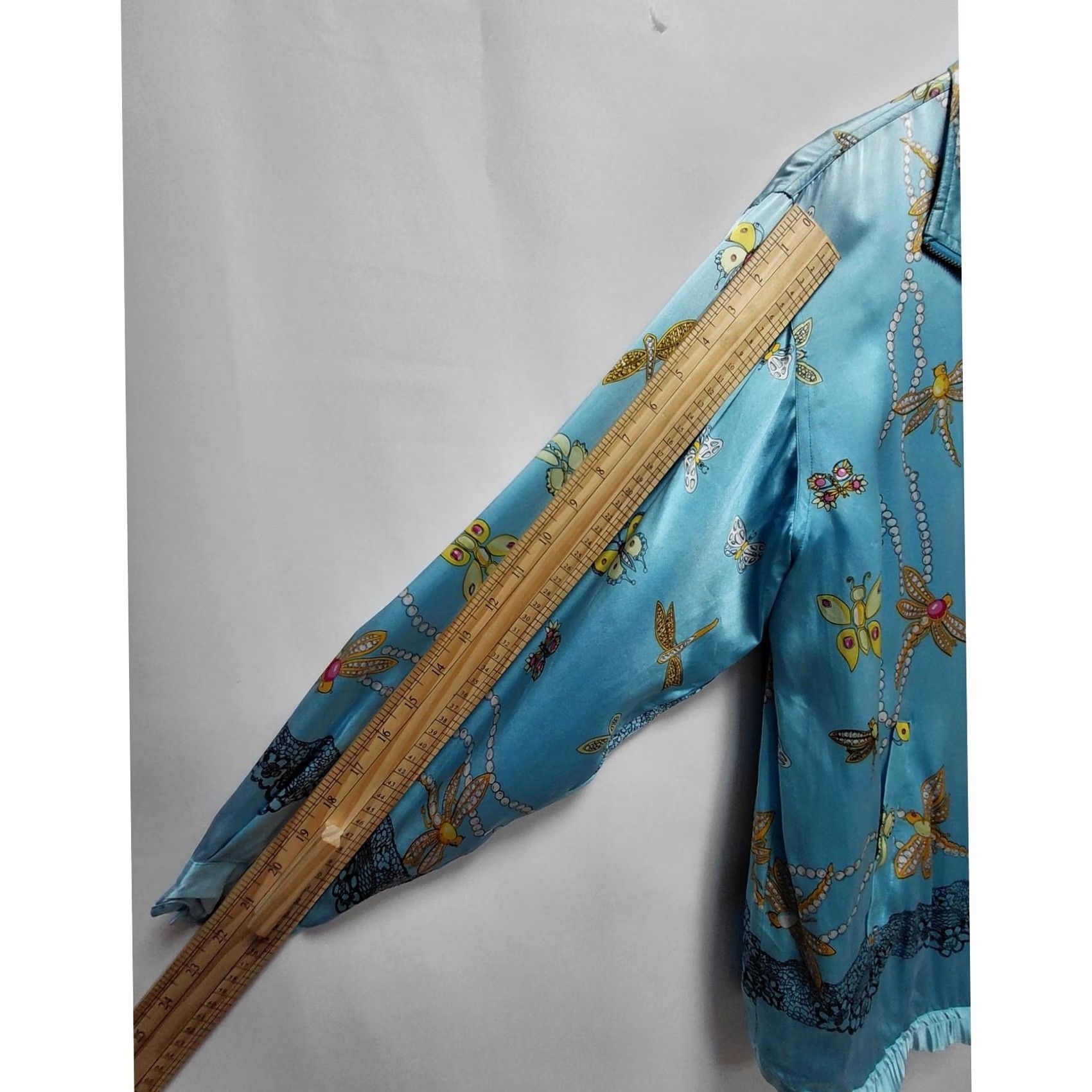 Vintage Mureli Embroidered Jacket Blue Long Sleeve Collared 100% Silk Women Size M Size M / US 6-8 / IT 42-44 - 8 Thumbnail