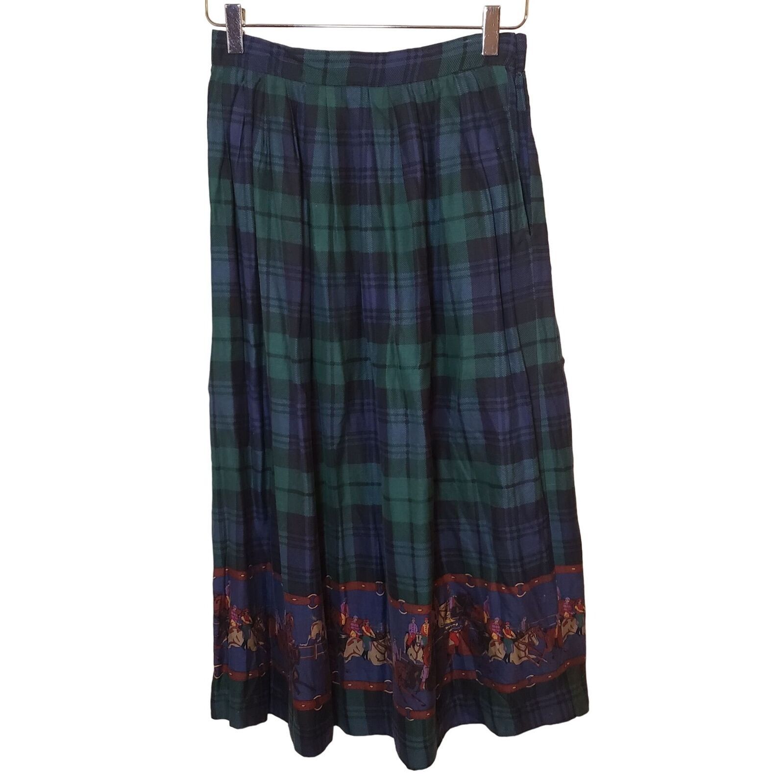 Vintage Vintage Horseracing Midi Skirt Womens Size 6 Green Blue West Size 28" / US 6 / IT 42 - 8 Thumbnail
