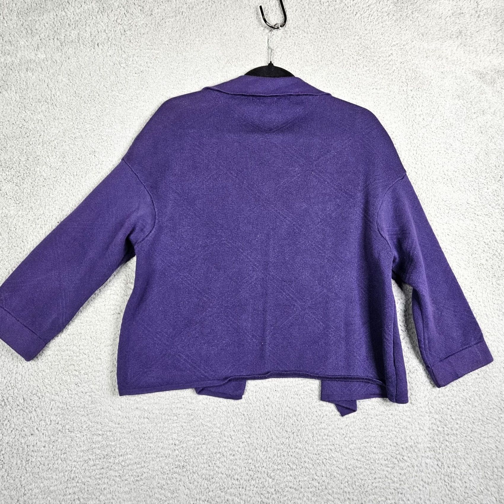 Vintage MARNI Women’s 100% Cotton Purple Open front Cardigan Sweater Size 42 Ladies Purple Knit Long Sleeve V-Neck Casual Workwear Vintage: No Size M / US 6-8 / IT 42-44 - 2 Thumbnail
