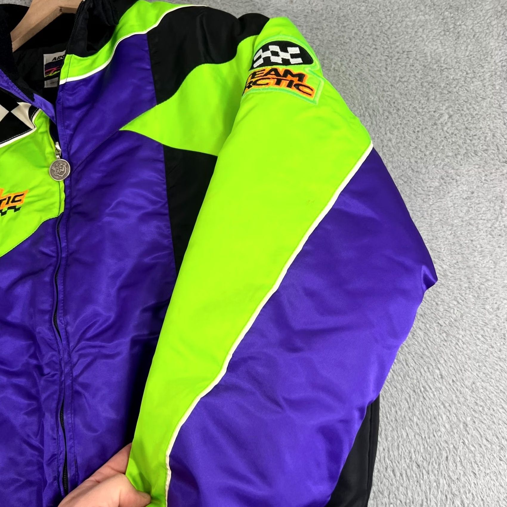 Vintage 90s ArcticCat ArcticWear Snowmobile Bomber Jacket Women’s LT Black Size L Regular Sweat/Preowned Size L / US 10 / IT 46 - 6 Thumbnail