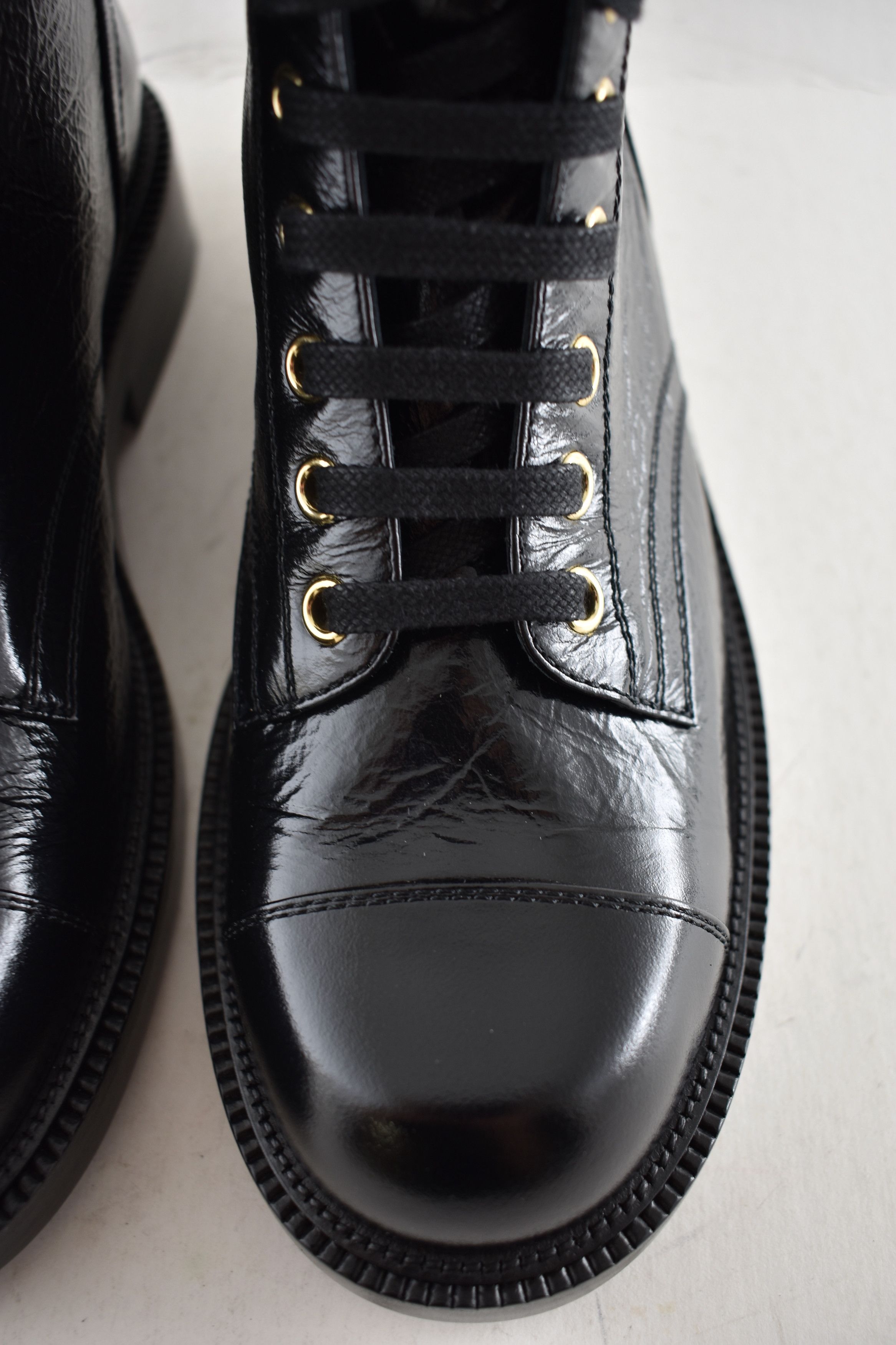 Chanel Chanel 24B Logo Combat Lace Up Tie Military Tall Boots 37.5 Size US 7.5 / IT 37.5 - 9 Thumbnail