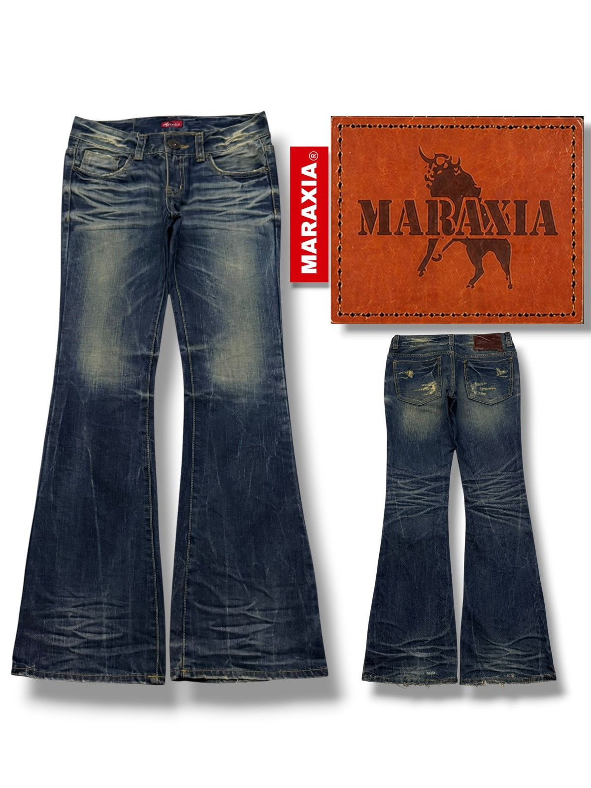 Japanese Brand Vintage Y2K Maraxia Bootcut Flared Denim | Vintage Fade W30 Size 30" / US 8 / IT 44 - 1 Thumbnail