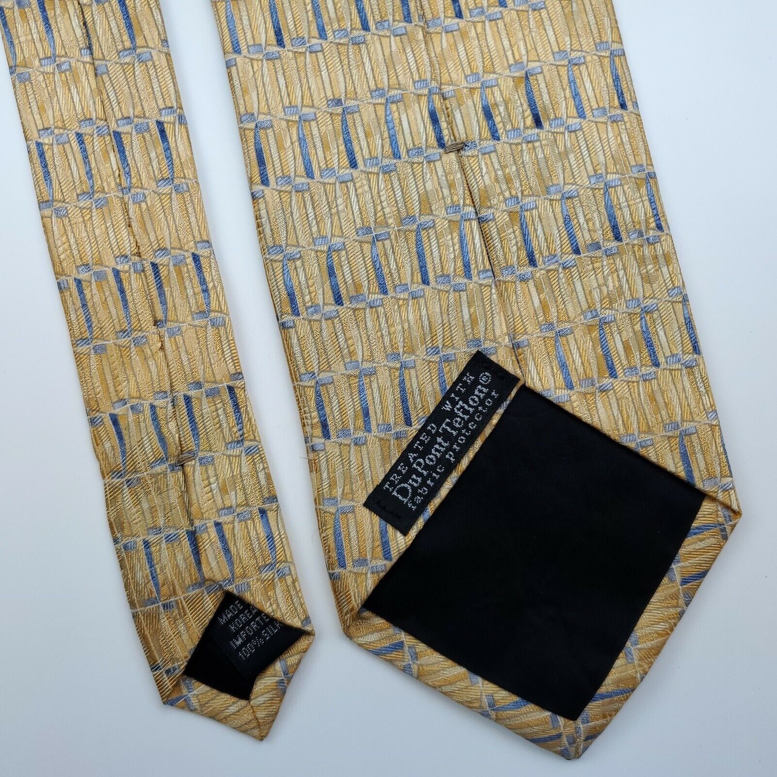 Vintage Geoffrey Beene DuPont Teflon Yellow Geometric Silk Tie Size ONE SIZE - 6 Thumbnail