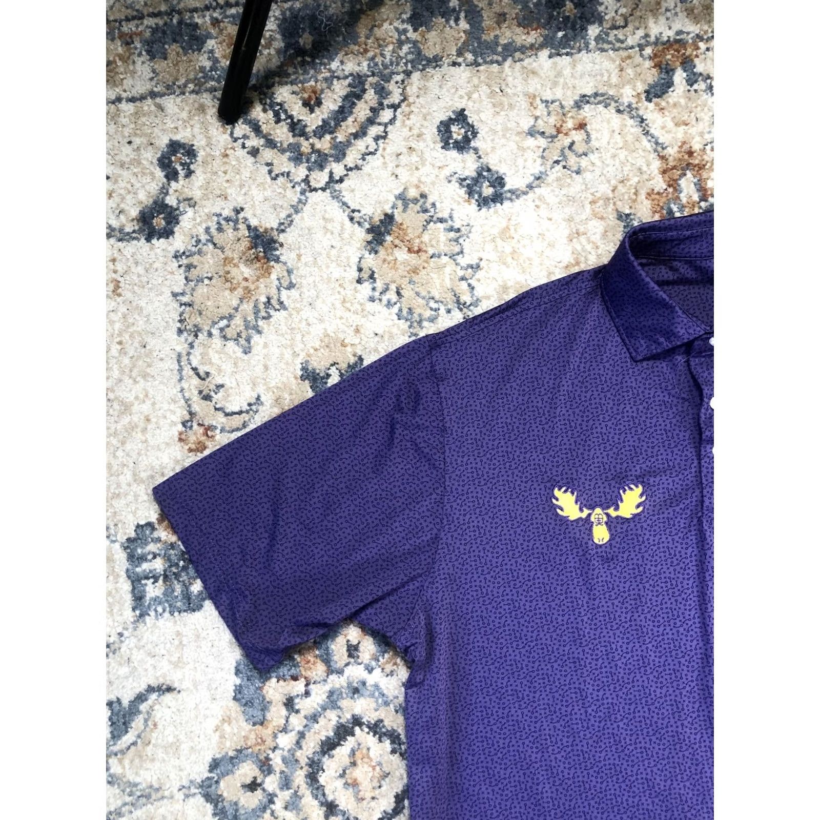 Vintage Southern Marsh Polo Shirt Mens L Purple Barstool Moose Print Short Sleeve Size US L / EU 52-54 / 3 - 3 Thumbnail