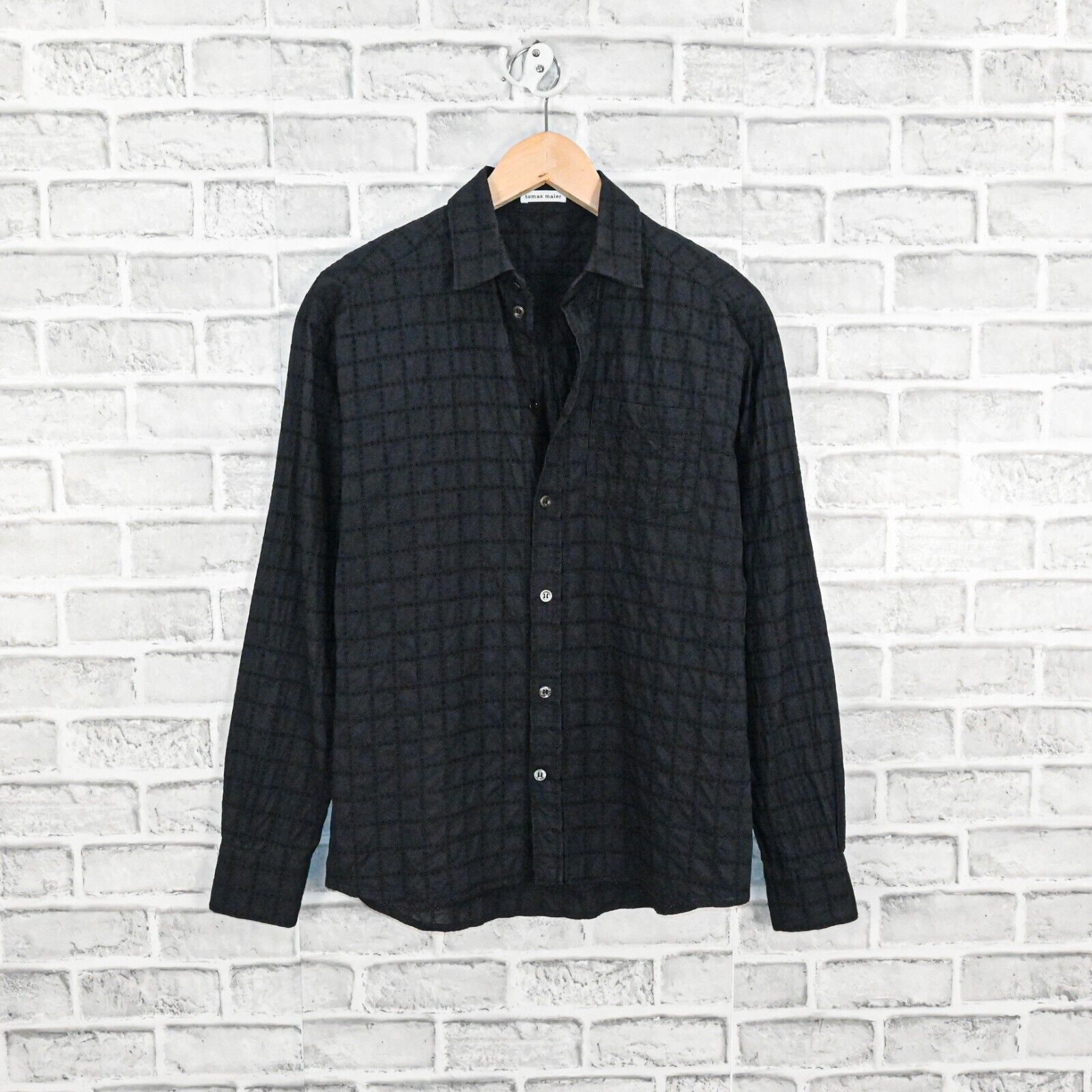 Tomas Maier Tomas Maier Eyelet Grid Check Button up Shirt in Black Size XS / US 0-2 / IT 36-38 - 6 Thumbnail