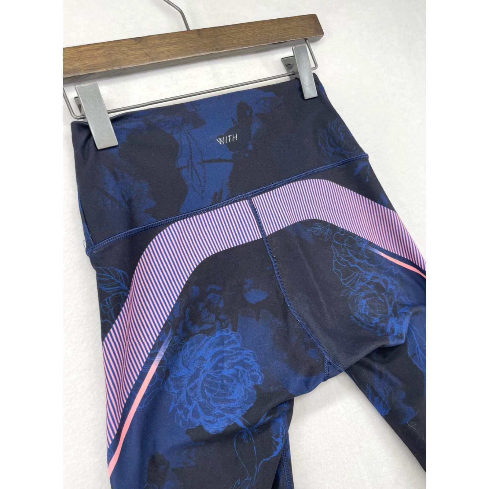 Vintage WITH Wear It To Heart Leggings Womens M Blue Purple Comfort Athletic, Pull On, Size M, Leggings, Women Size 32" / US 10 / IT 46 - 5 Thumbnail