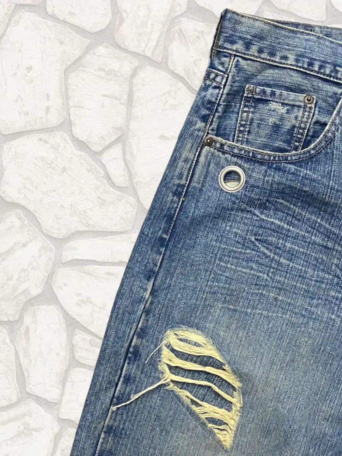 Japanese Brand × Leather × Vintage Vintage G-Land Edge Leather Pocket Distressed Jeans Pants Size US 33 - 8 Thumbnail