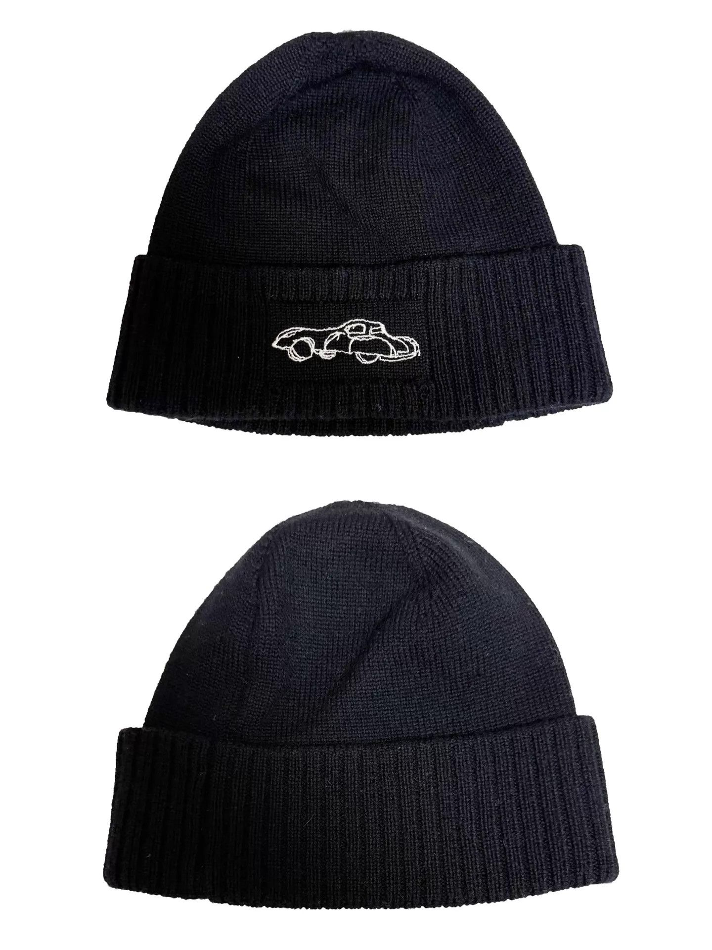 Yohji Yamamoto Yohji Yamamoto PH Wool 100% Black Beanie Car Embroidery Size ONE SIZE - 7 Thumbnail