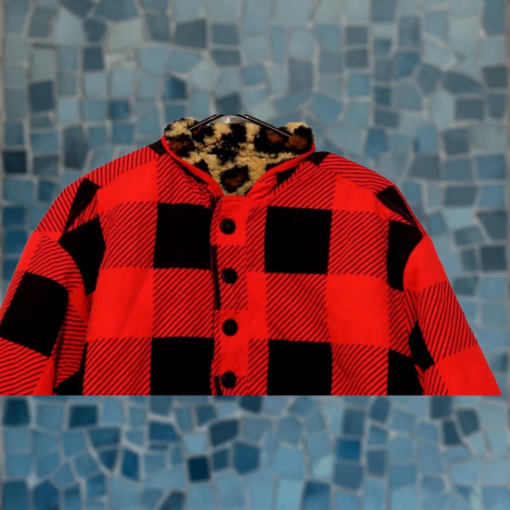 Vintage VINTAGE Simply Southern Collection Womens M Reversible Buffalo Plaid Sherpa Leopard Coat Size M / US 6-8 / IT 42-44 - 1 Thumbnail
