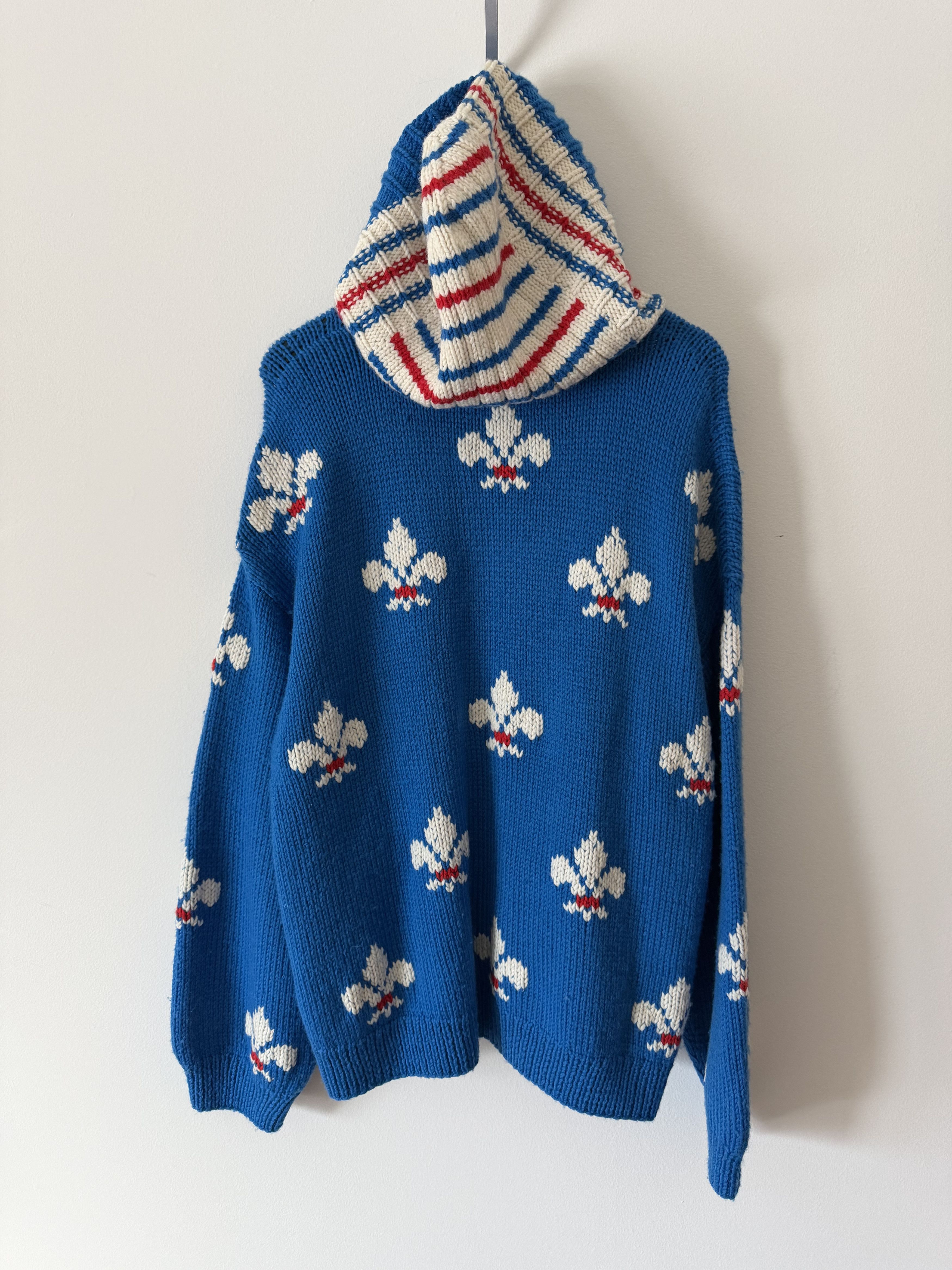 Bode Bode Fleur De Lis Knit Hoodie in Blue Size US XL / EU 56 / 4 - 5 Thumbnail