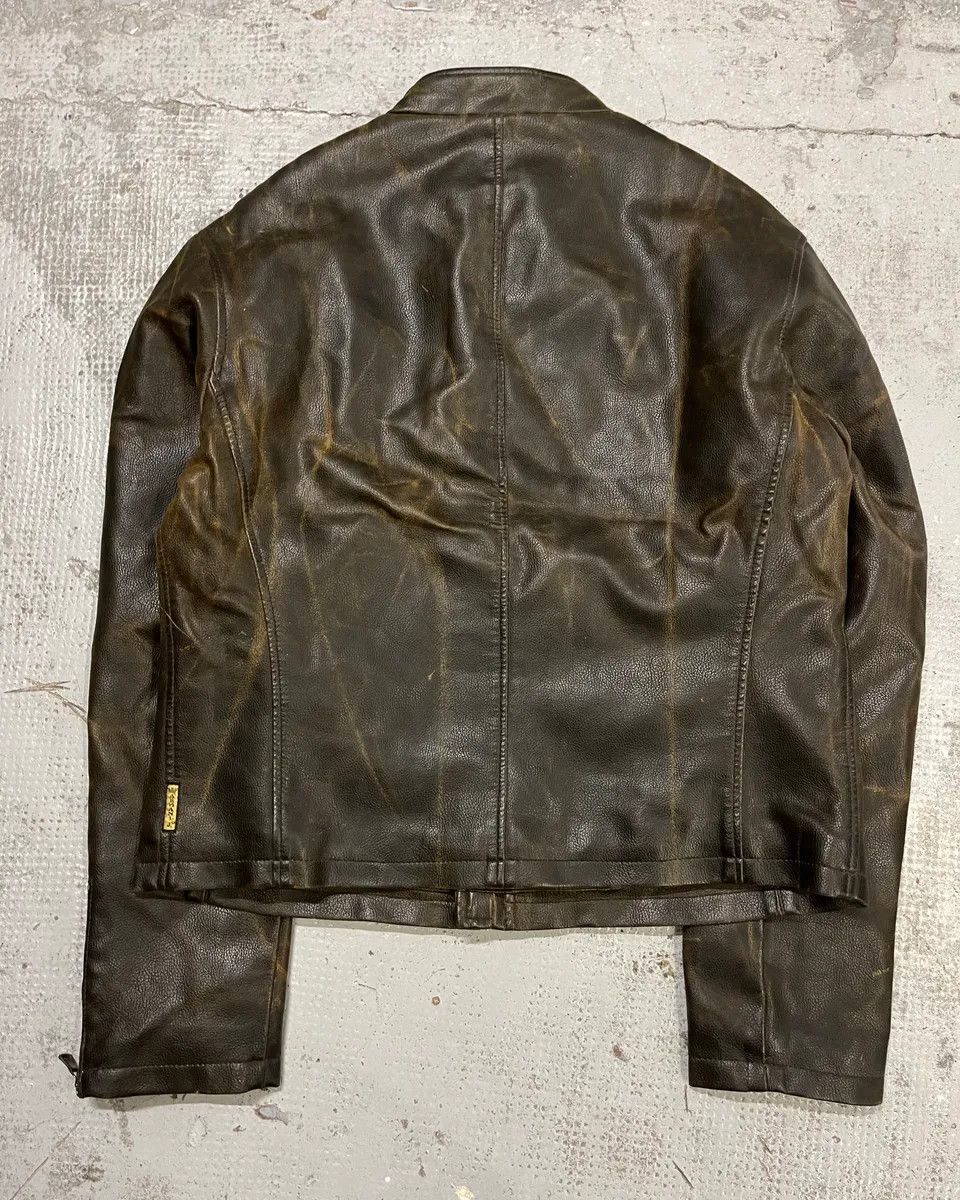 Armani 2000s Armani Brown Leather Stripe Biker Leather Jacket Size US M / EU 48-50 / 2 - 7 Thumbnail