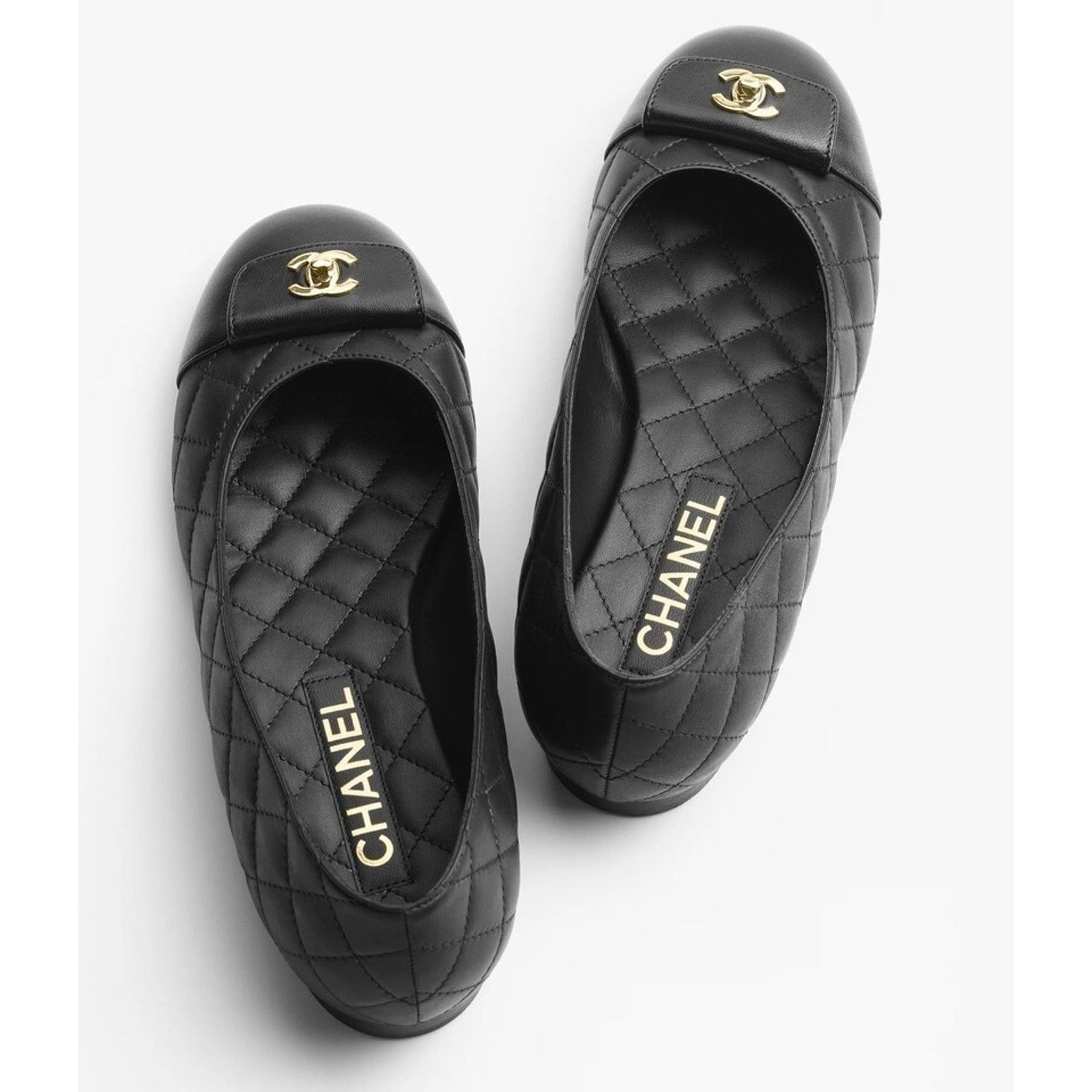 Chanel Chanel Black Leather Turnlock CC Logo Quilted Ballet Flat 37 Size US 6 / IT 36 - 9 Thumbnail