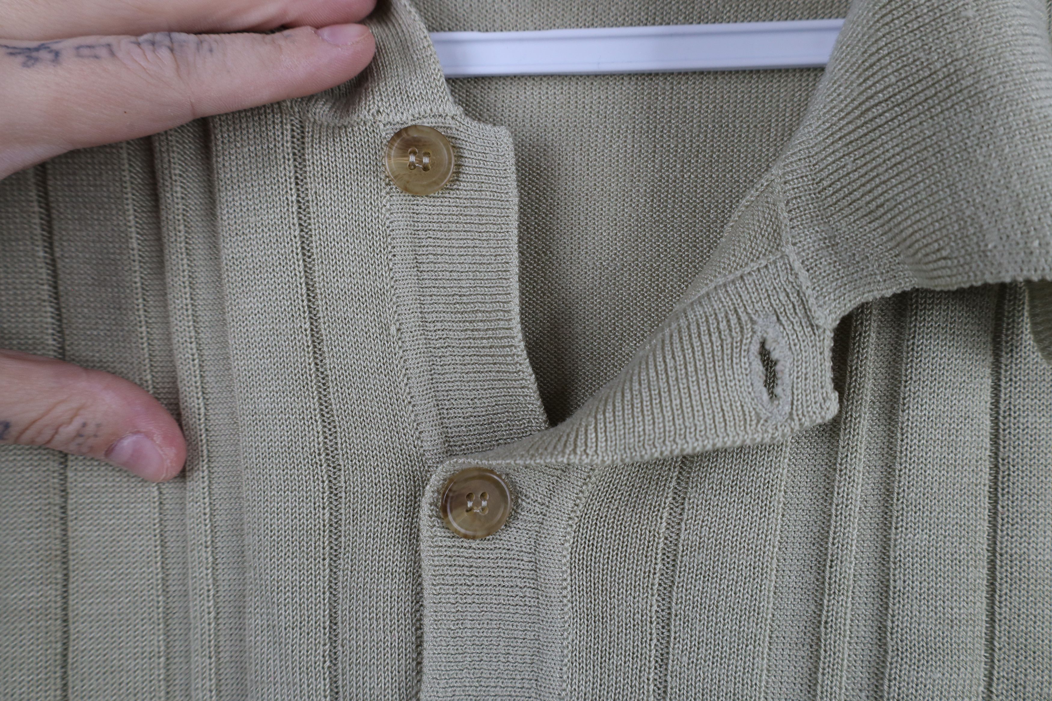 Vintage Vintage 90s Streetwear Ribbed Knit Collared Polo Shirt Size US L / EU 52-54 / 3 - 4 Thumbnail