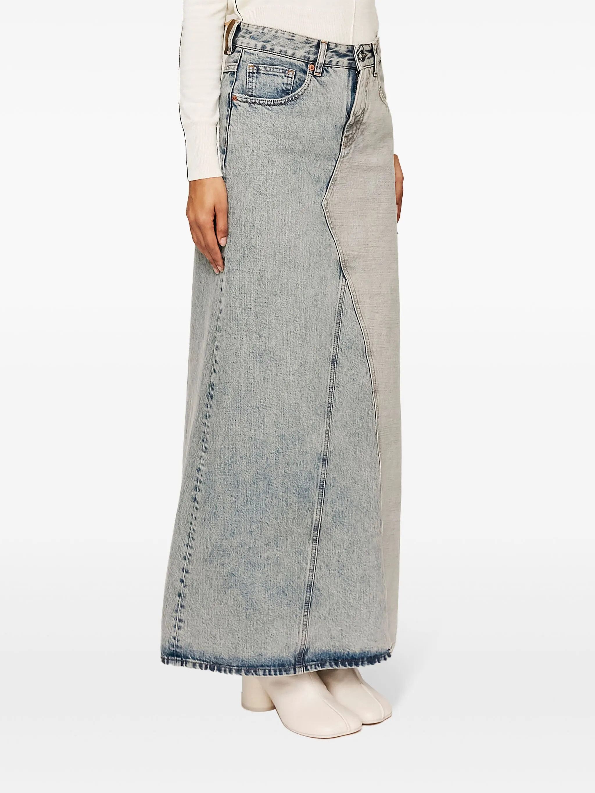 Maison Margiela oc11z0925 Slit Denim Maxi Skirt in Light Blue Size 32" / US 10 / IT 46 - 3 Thumbnail