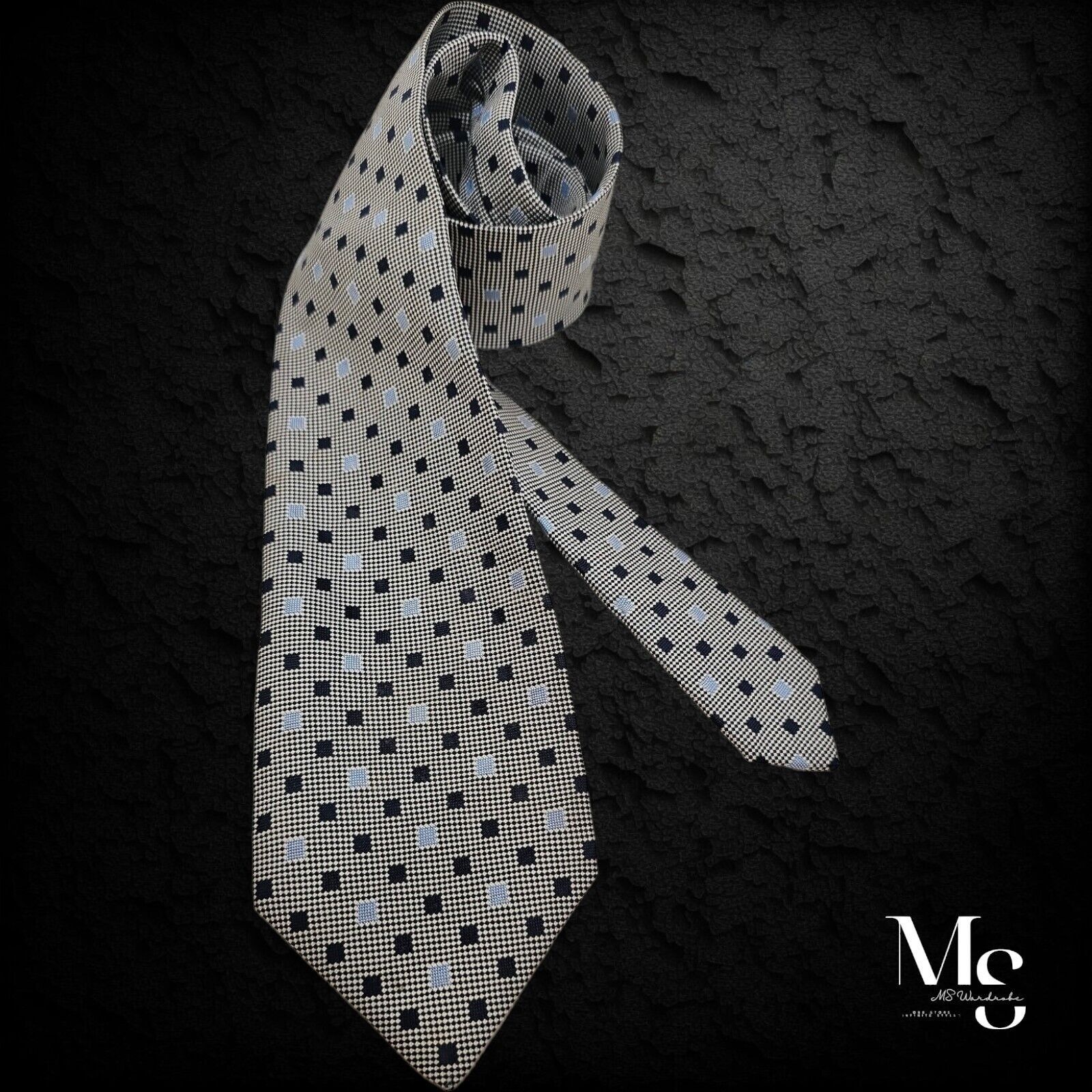 E. Marinella E. MARINELLA XL Gray Geometric Silk Tie Hand Made In Italy W Size ONE SIZE - 1 Thumbnail