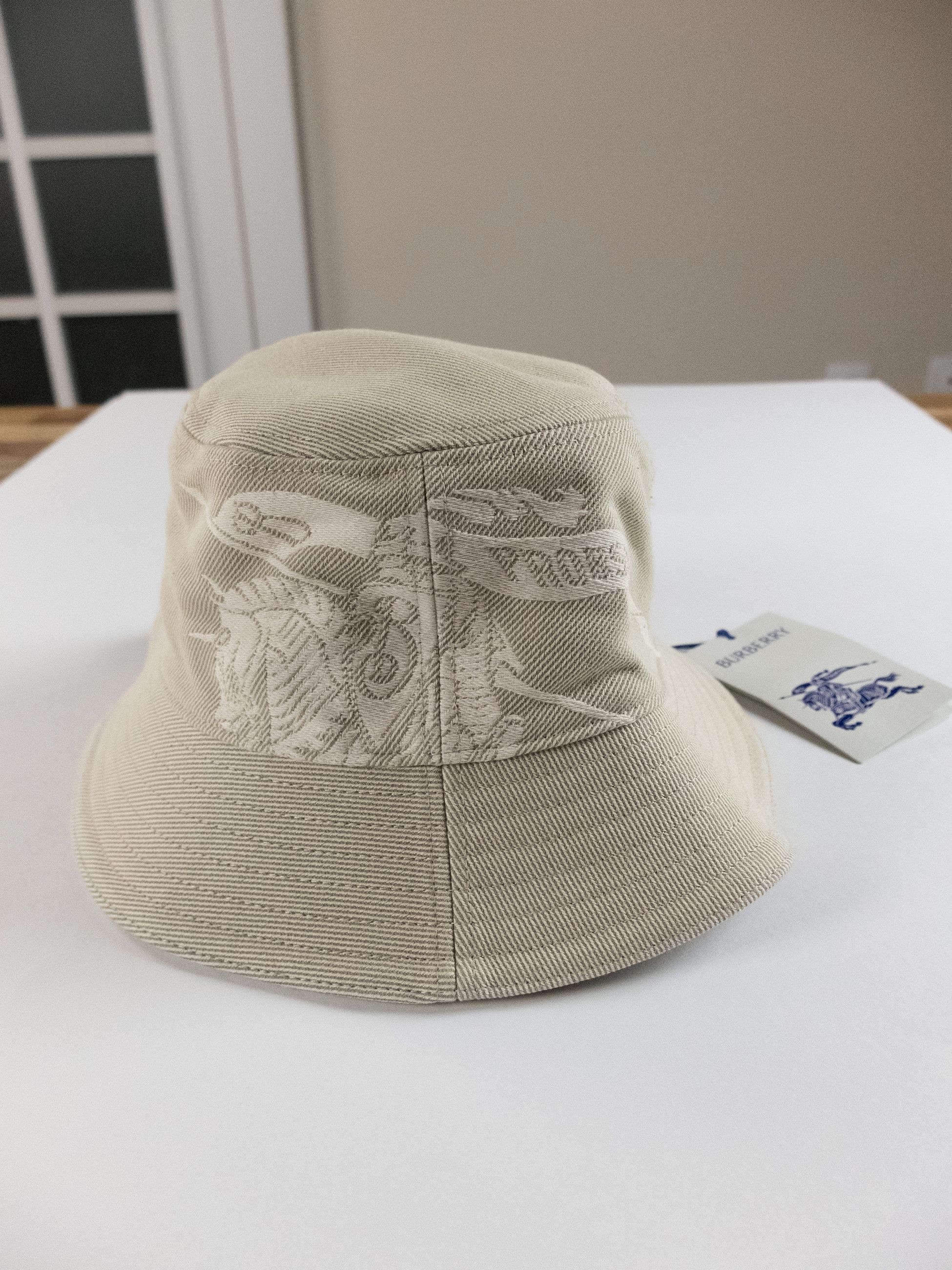 Burberry BURBERRY beige EKD knight logo cotton bucket hat Medium Size ONE SIZE - 3 Thumbnail