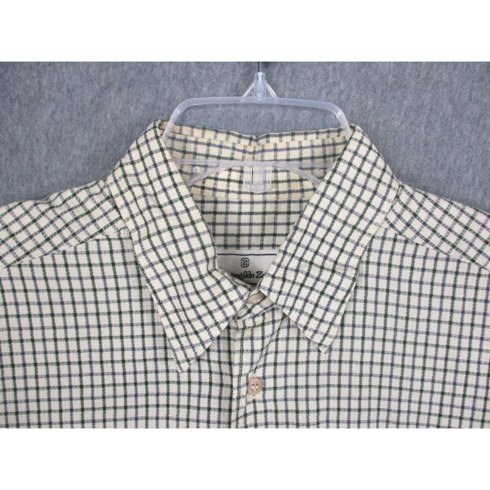 Ermenegildo Zegna VINTAGE Ermenegildo Zegna Shirt Mens Large Green Blue Plaid Button Down Long Sleeve Size US XL / EU 56 / 4 - 3 Thumbnail