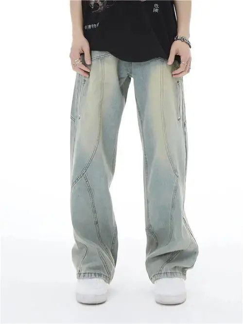 Designer × Japanese Brand × Jean Y2K Topstitched Straight-leg Jeans Size US 28 / EU 44 - 1 Thumbnail