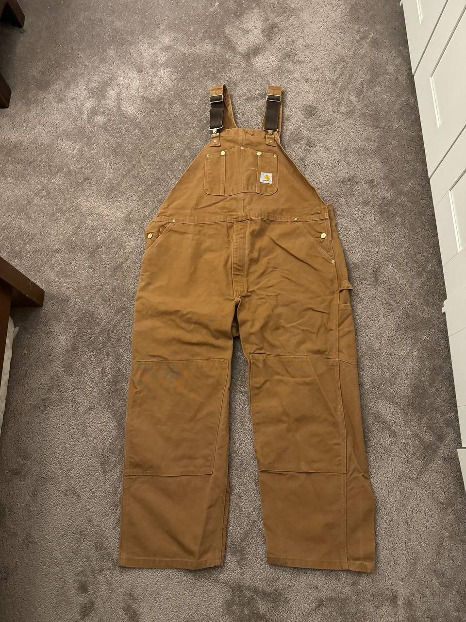 Carhartt Japanese Brand Streetwear Carhartt Bib Overalls Men s 46x28 R28 BRN Brown Grailed