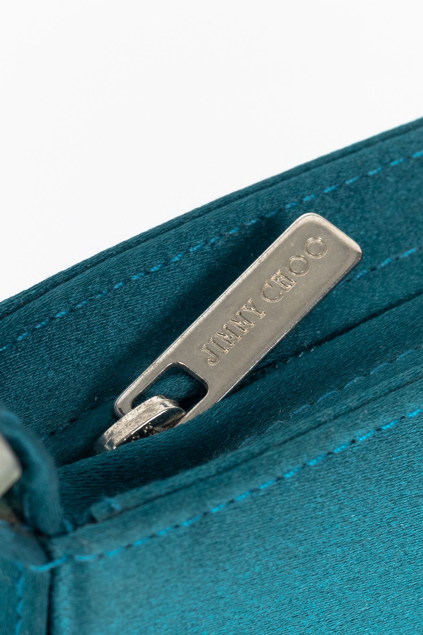 Jimmy Choo Jimmy Choo Teal Satin Crystal-Buckle Baguette Size ONE SIZE - 9 Thumbnail