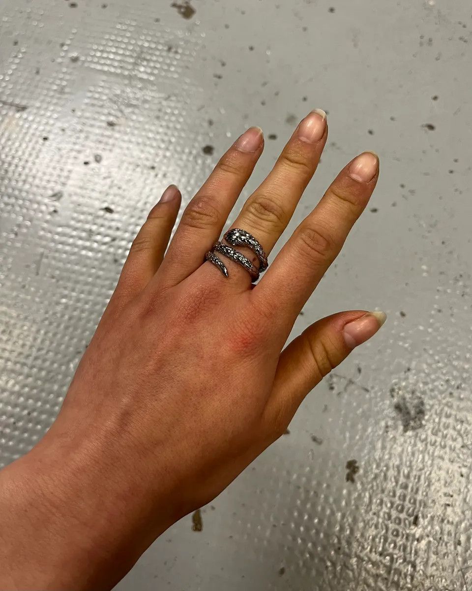 Just Cavalli 2000s Cavalli Grey Metal Snake Eye Zirconi Ring Size ONE SIZE - 1 Thumbnail