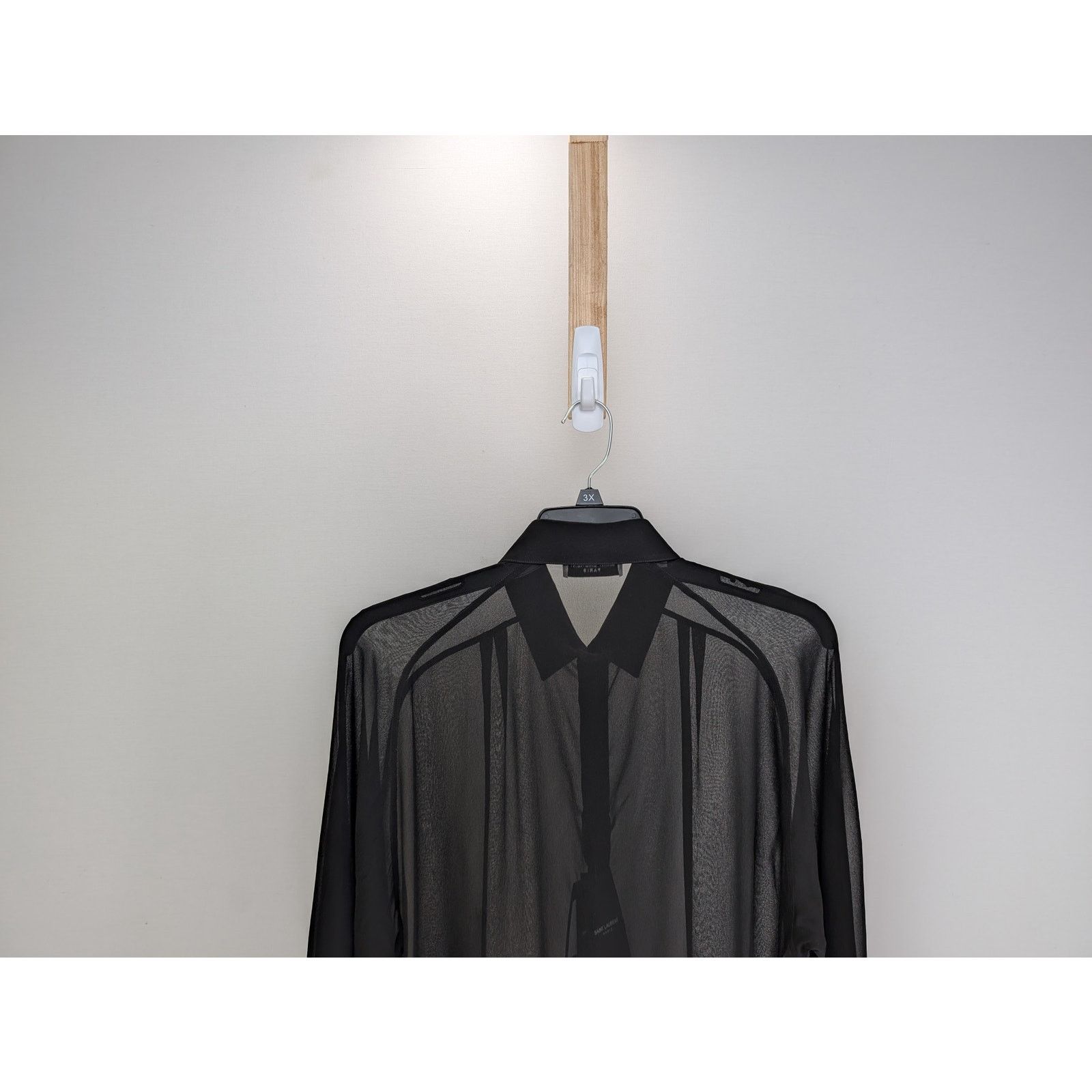 Saint Laurent Paris o1rshd1 Chemise Detail Ragla Georgette De Soie Lavee Shirt Size US M / EU 48-50 / 2 - 9 Thumbnail