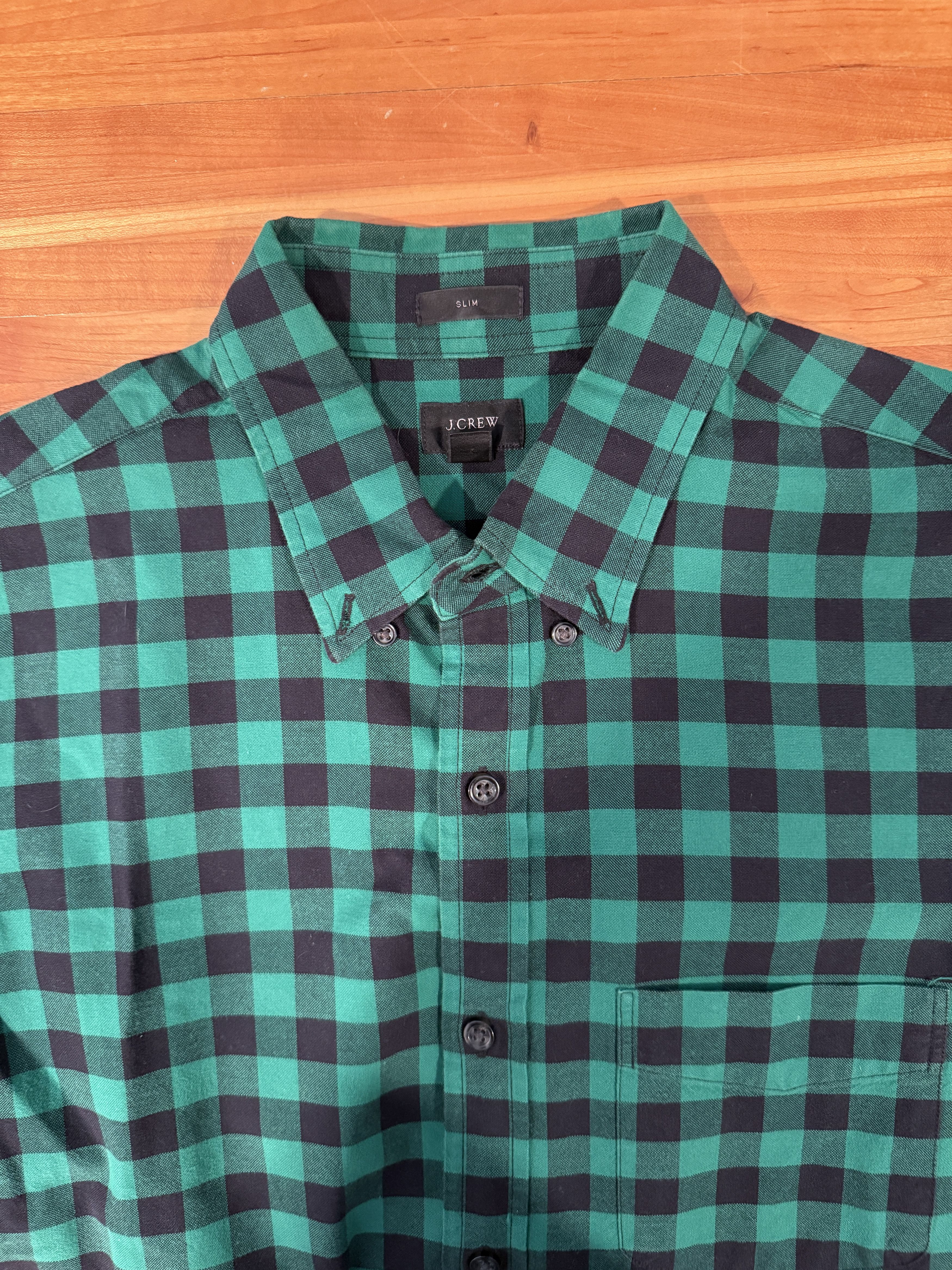 J.Crew J.Crew Green Buffalo Check Plain Oxford Cloth Button Down Size US M / EU 48-50 / 2 - 3 Thumbnail