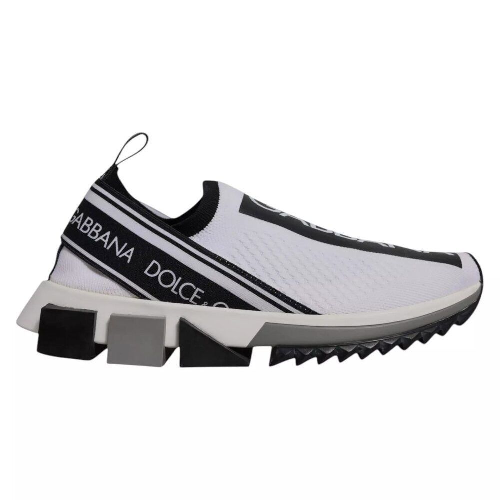 Dolce & Gabbana Dolce & Gabbana White Black Slip On Sorrento Sneakers Shoes Size US 7 / IT 37 - 1 Thumbnail