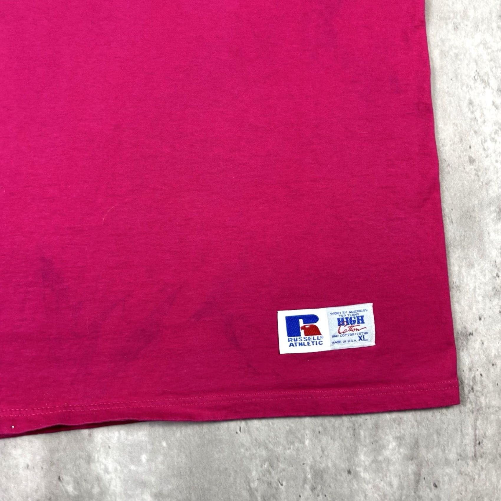 Russell Athletic VINTAGE Russell Athletic Pink Blank Pocket T Shirt Mens XL 80s Crew Neck Short Sleeve Cotton Size US XL / EU 56 / 4 - 3 Thumbnail