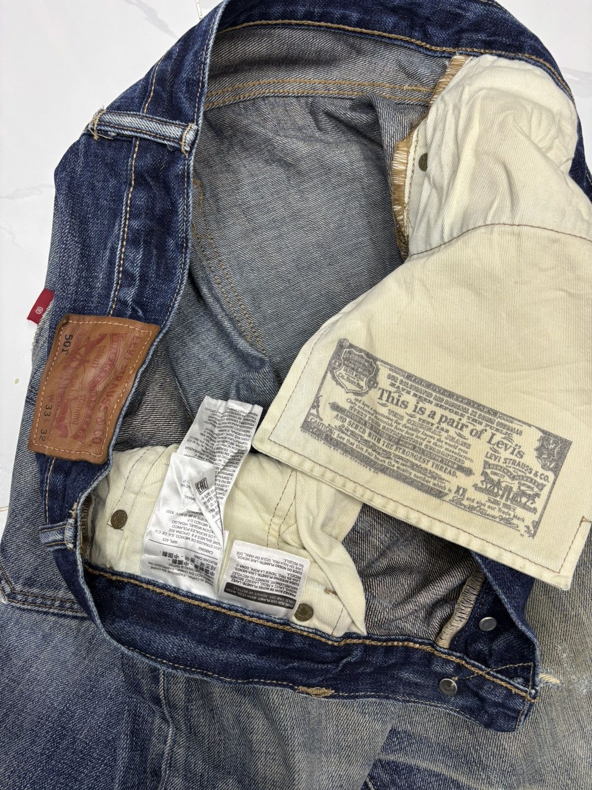 Levi's Levis 501 Y2K DISTRESSED DENIM JEANS Size US 34 / EU 50 - 12 Thumbnail