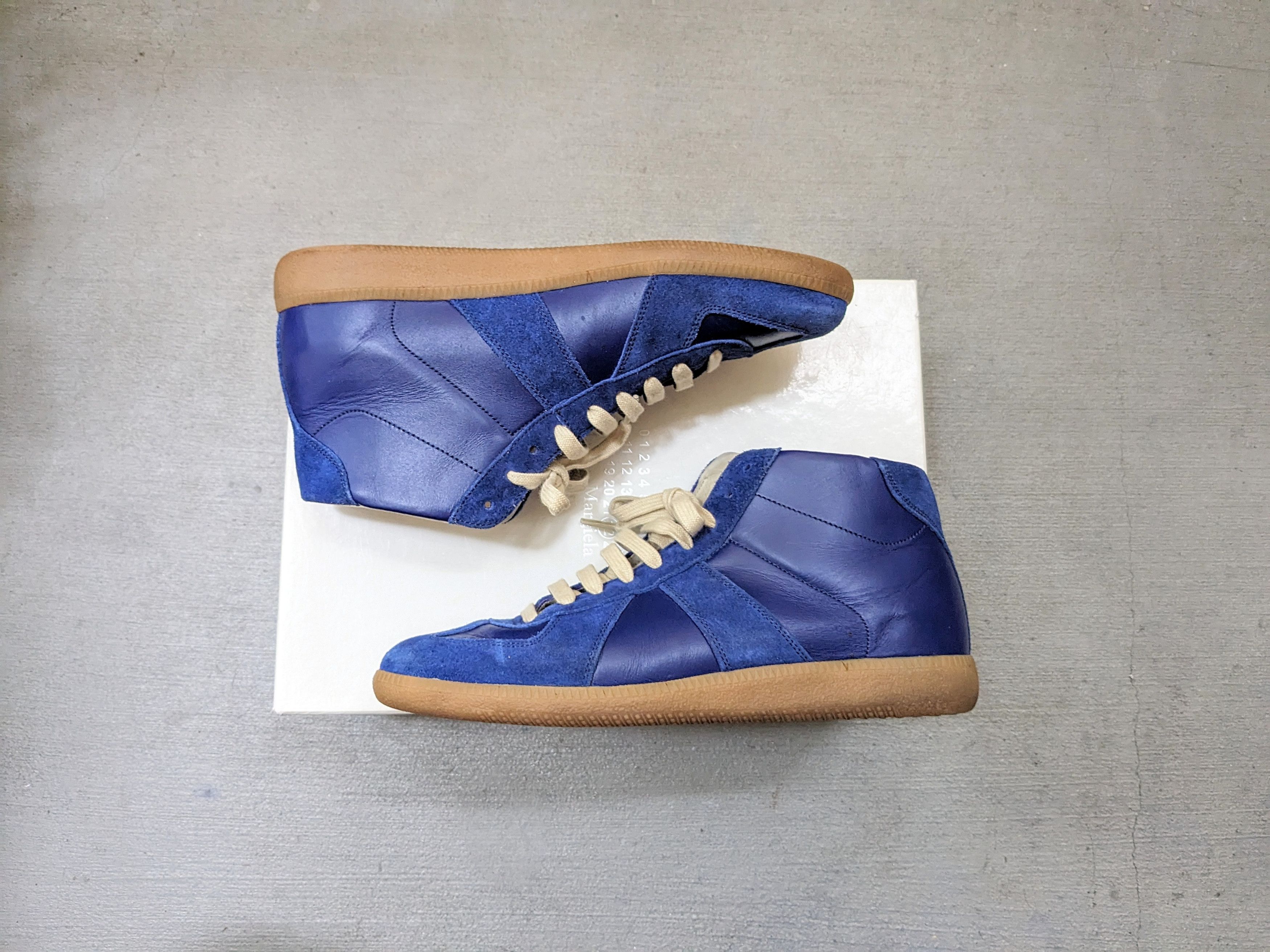 Maison Margiela Maison Margiela GAT Replica 9 42 Blue Leather High Tops Size US 9 / EU 42 - 1 Thumbnail