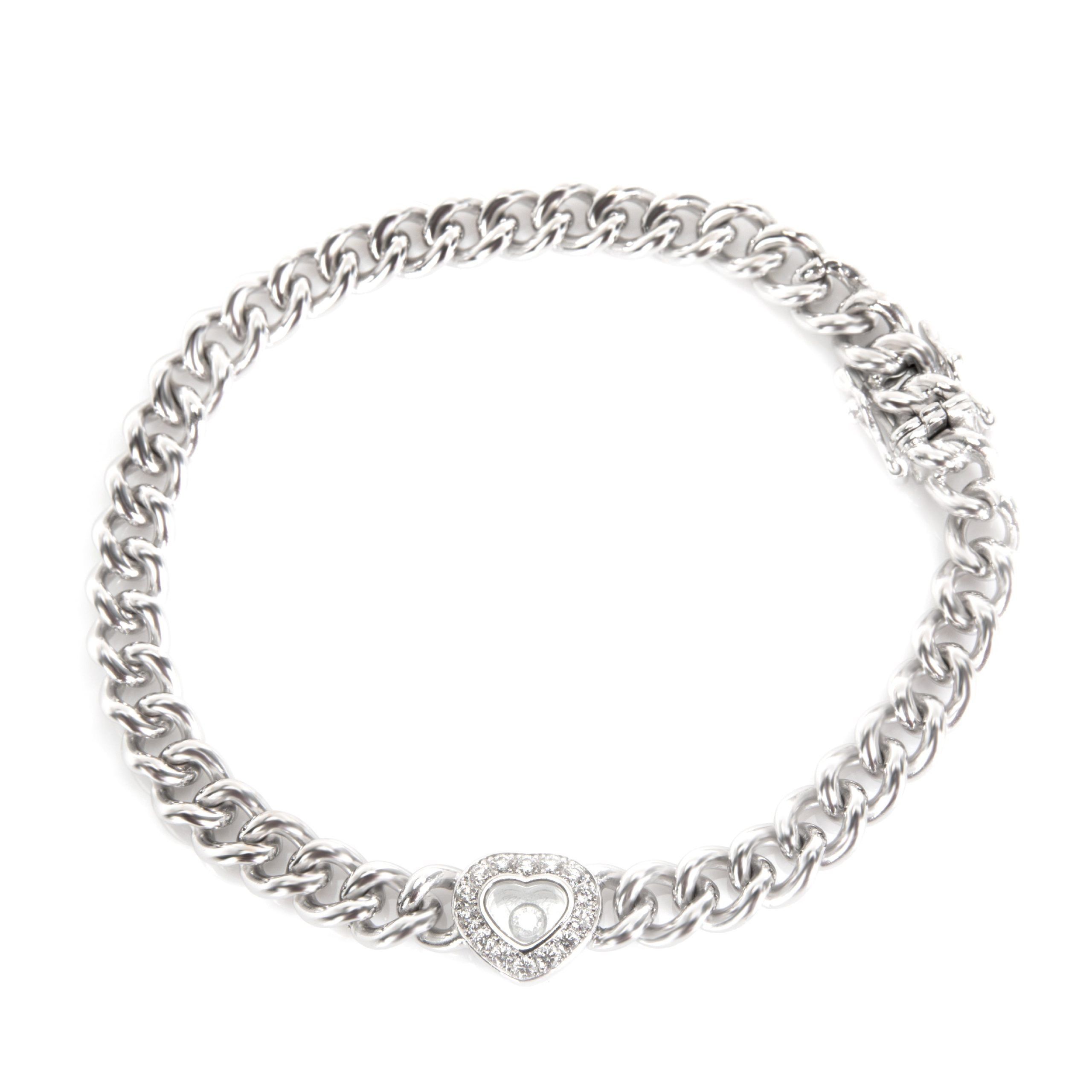 image of Chopard Happy Diamonds Curb Chain Heart Bracelet In 0.2 Ctw in Gold, Women's