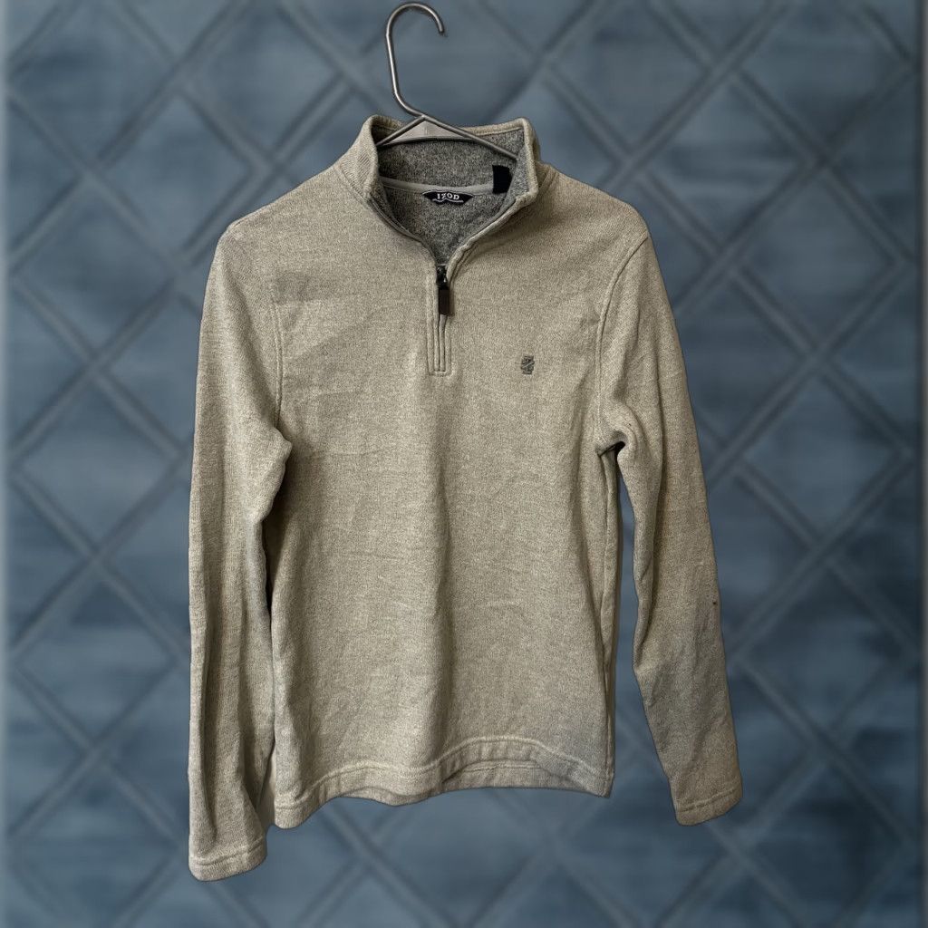 Izod Izod Solid 1/4 Zip Pullover Long Sleeve Small Gray Men Size US S / EU 44-46 / 1 - 1 Thumbnail