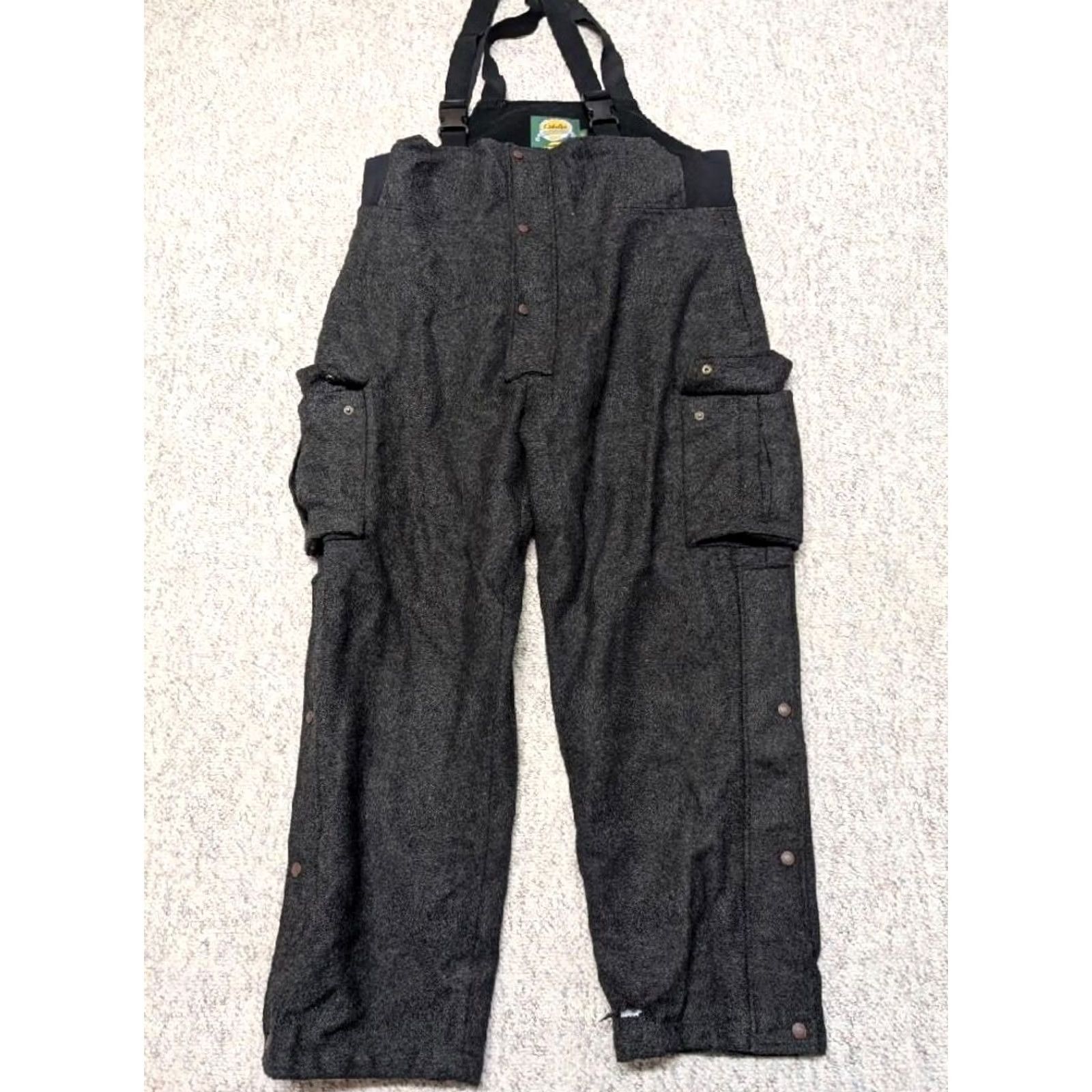 Vintage Cabela's Wool Overalls Mens XL 40x34 Dry-Plus BIBS Charcoal Gray Vintage Wool Pants 40x34 Overalls Mens XL Dry-Plus Size US 40 / EU 56 - 2 Thumbnail