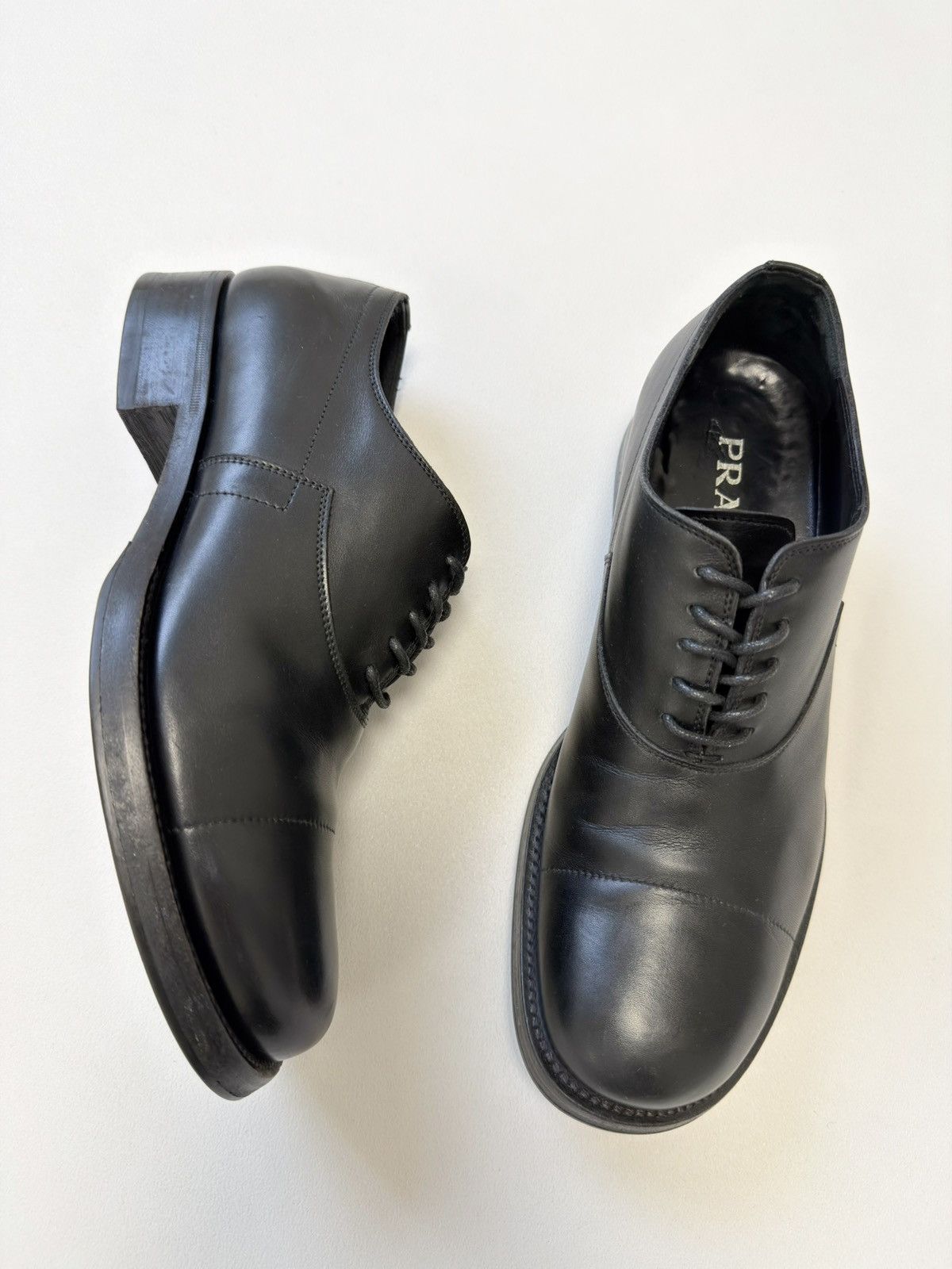 Prada Mid 2000s Black Leather Derby Shoes Size US 8 / EU 41 - 6 Thumbnail