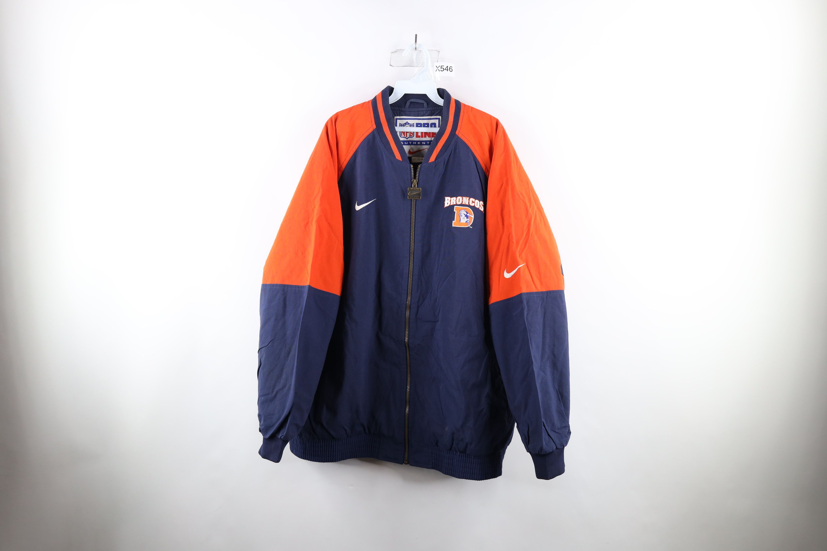 image of 90's Nike Broncos Football Full Zip Bomber Jacket, Men's (Size 2XL)