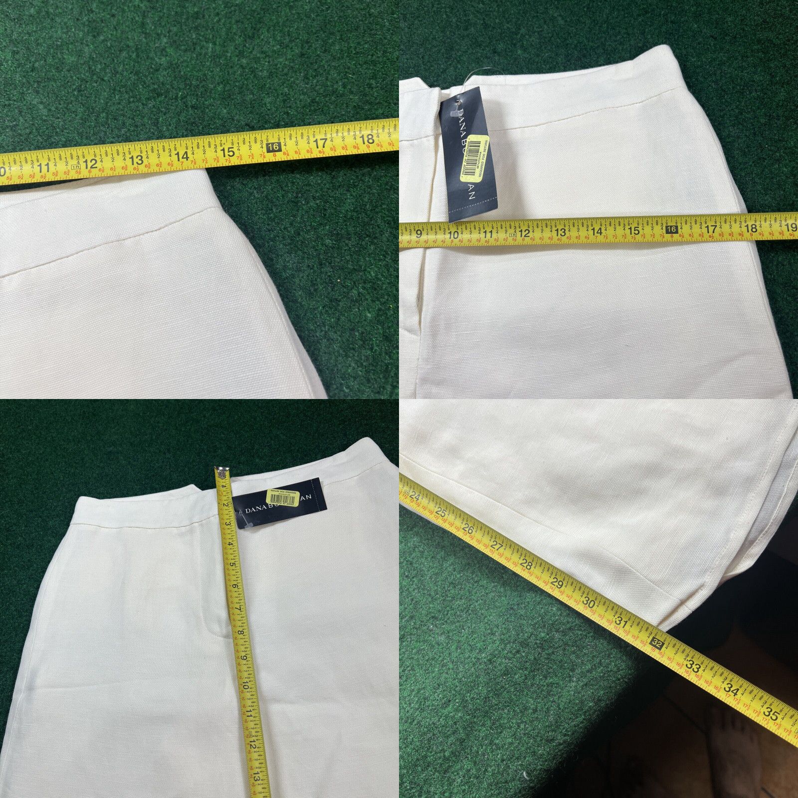 Vintage Dana Buchman Womens Pants size 4 Ivory Linen Blend Lined Pockets New 29x32 $250 Size 27" / US 4 / IT 40 - 8 Thumbnail