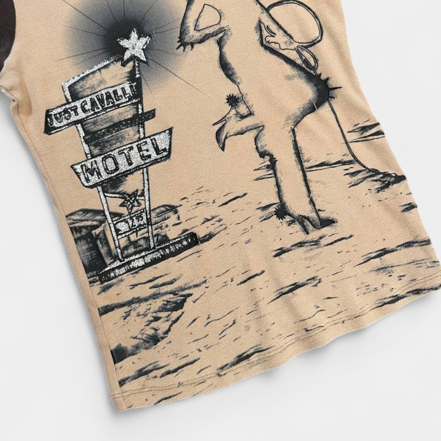 Roberto Cavalli Roberto Cavalli Slim Cowboy Print Beige Brown T-Shirt Size XS / US 0-2 / IT 36-38 - 3 Thumbnail