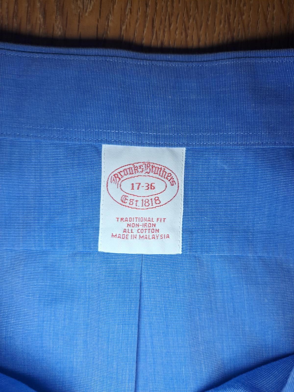 Brooks Brothers Brooks Brothers Dress Shirt 17-36 XL Blue Cotton Non Iron Size 44R - 2 Thumbnail