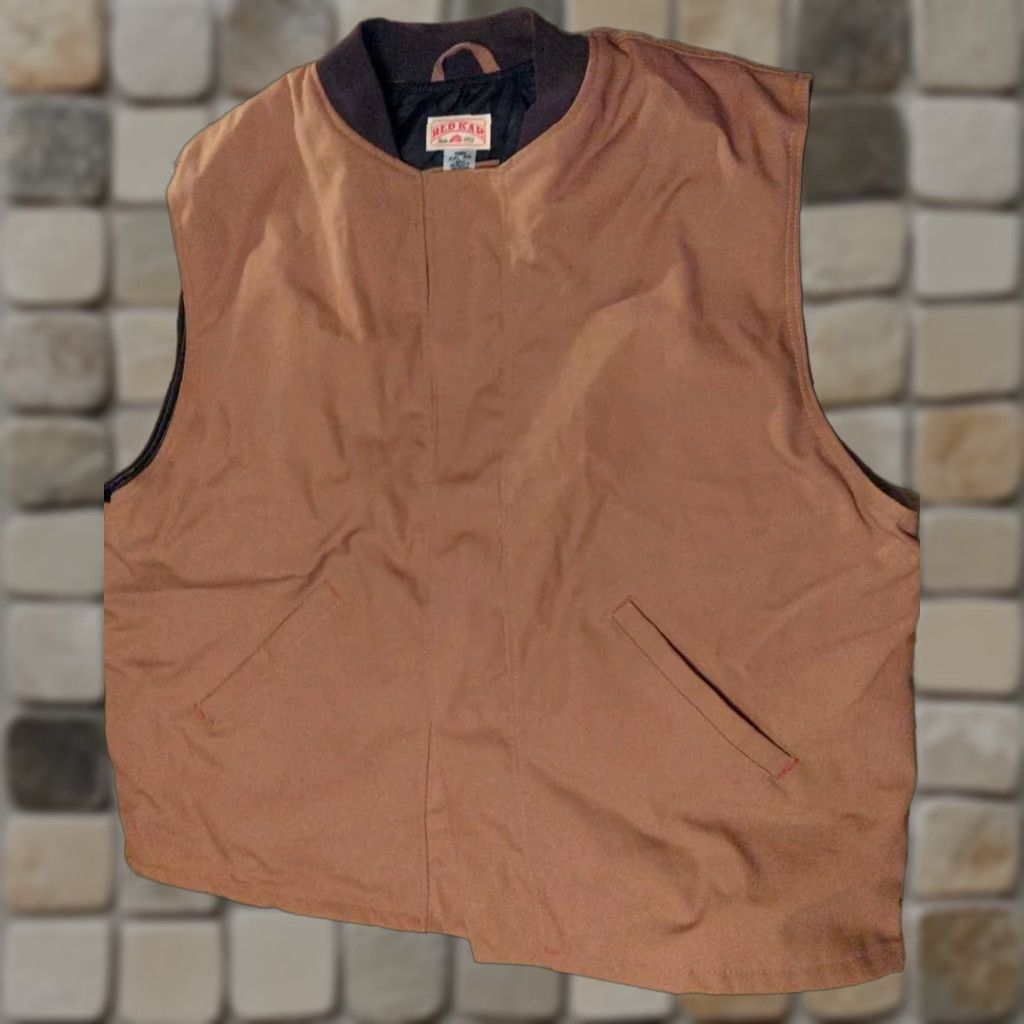 Red Kap VINTAGE Red Kap Vest Shirt 2XL Tan Tan Brown Mens Quilted Workwear Full Zip Pockets 80s 90s Size US XXL / EU 58 / 5 - 1 Thumbnail