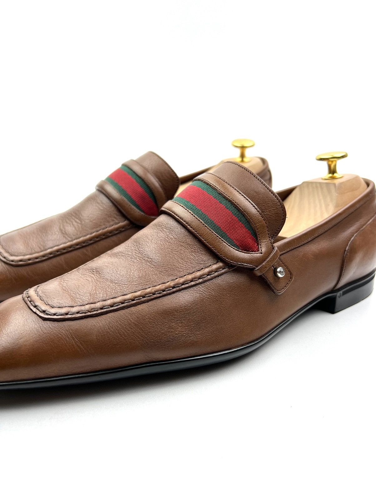 Gucci GUCCI Loafers Leather Shoes Slip Ons Web Stripe Brown Men’s Size US 7.5 / EU 40-41 - 1 Thumbnail