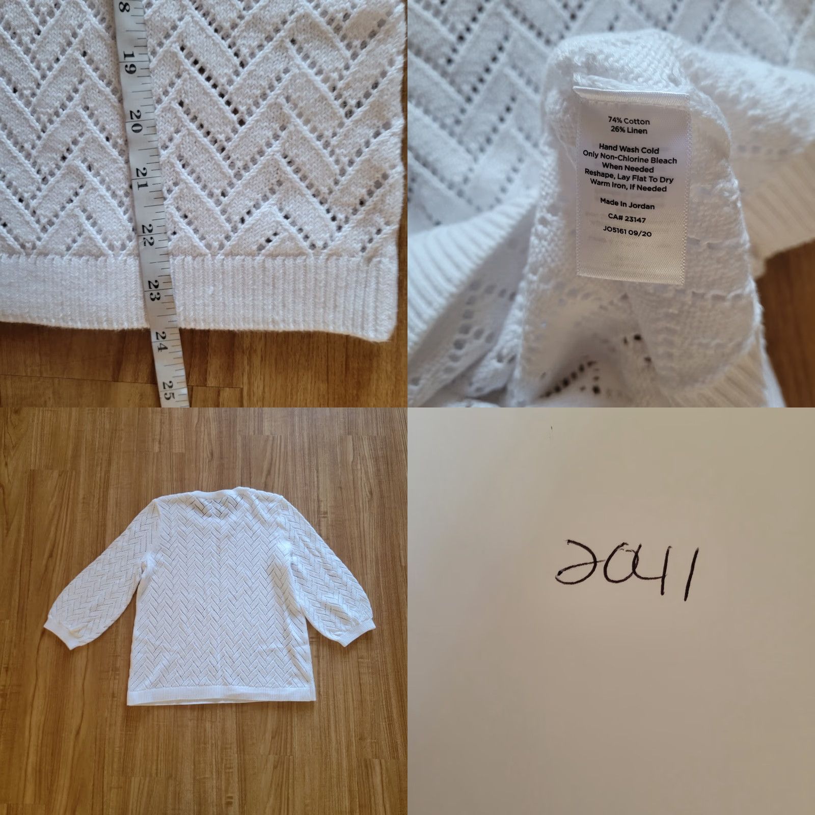 Talbots Talbots Sweater Knit Top Womens Large Petite White Open Knit Crochet Linen Basic Shirt Size L / US 10 / IT 46 - 8 Thumbnail