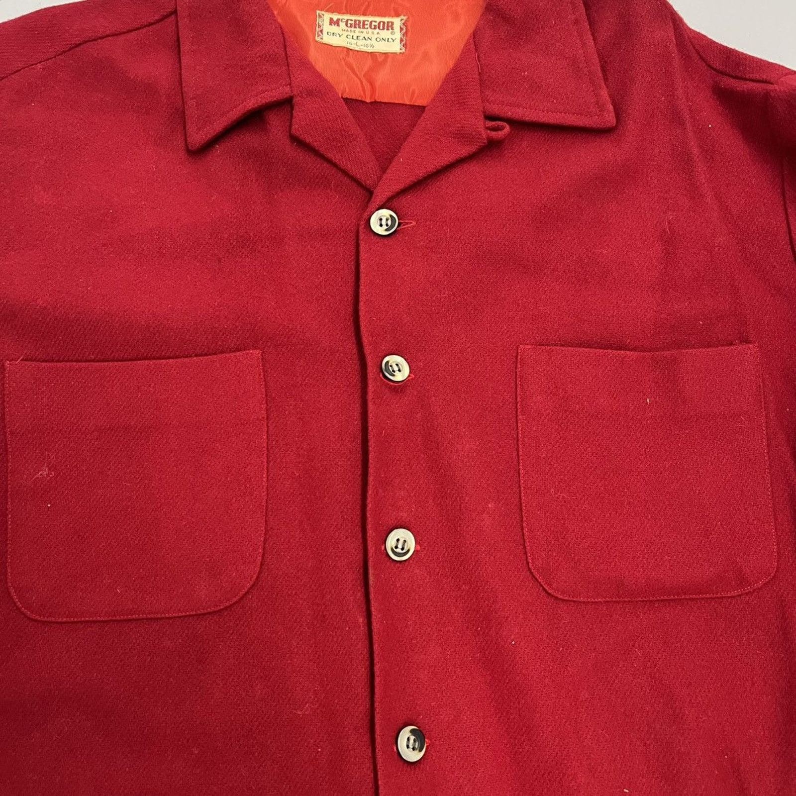 McGregor Vintage 50s McGregor Red Wool Loop Collar Shirt Size US L / EU 52-54 / 3 - 2 Thumbnail