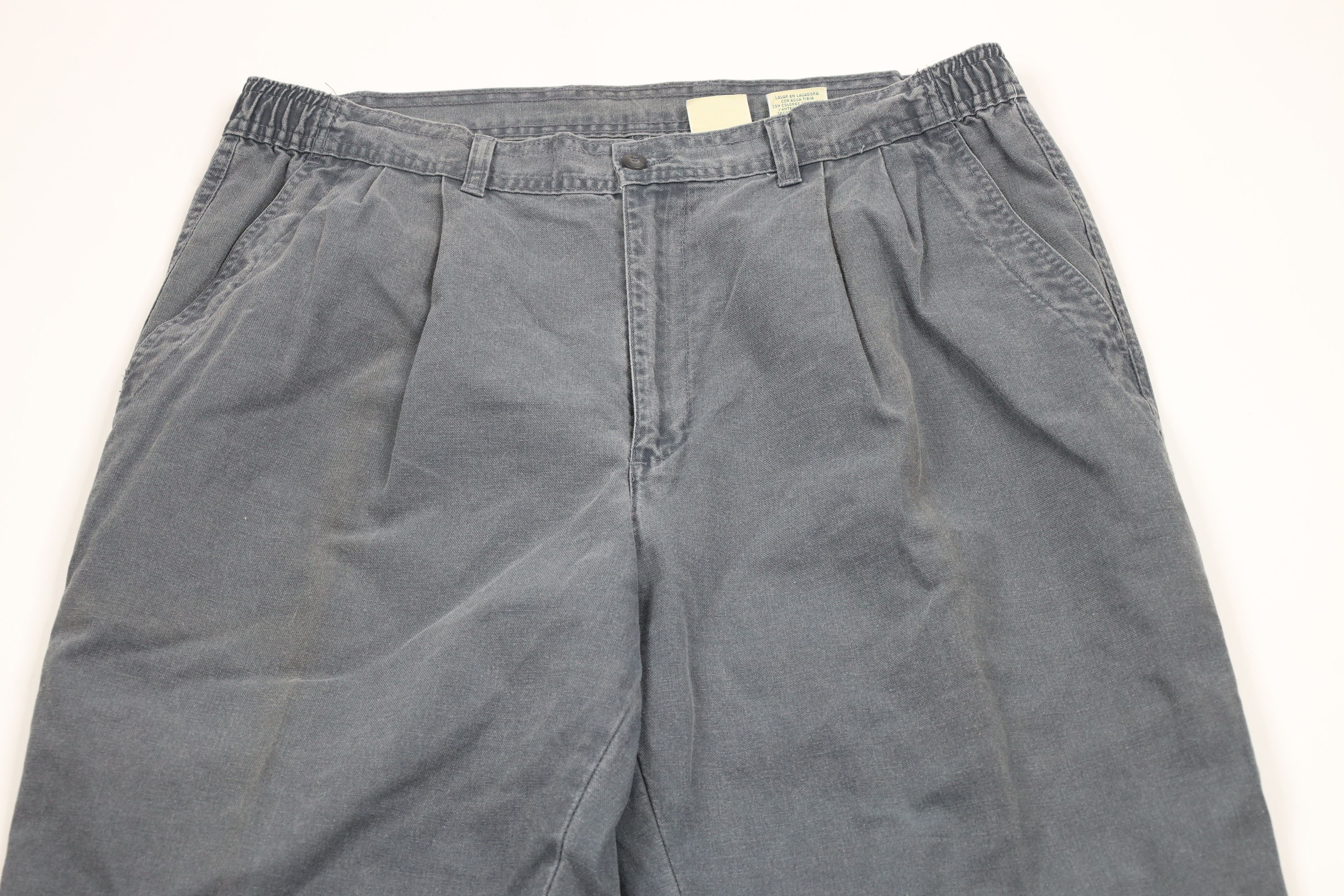 Vintage Vintage 90s Streetwear Pleated Wide Leg Canvas Pants Size US 38 / EU 54 - 2 Thumbnail